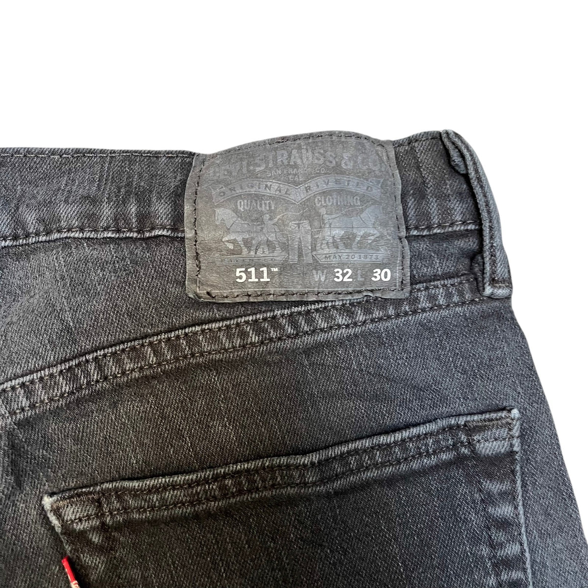 Levi's 511 Jean Shorts Fits as Mens M 31" Waist Black Denim Slim Fit Red Tab