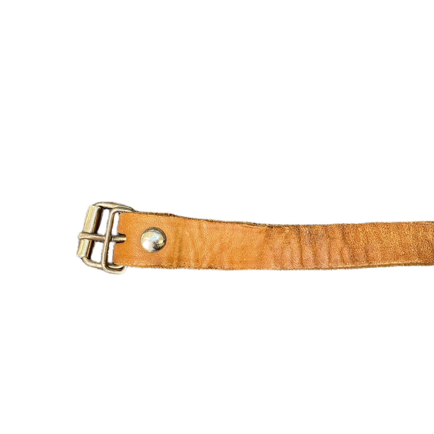 Waist Belt Mens Brown Leather Adjustable Roller Silver Pin Buckle 61.5 Inches