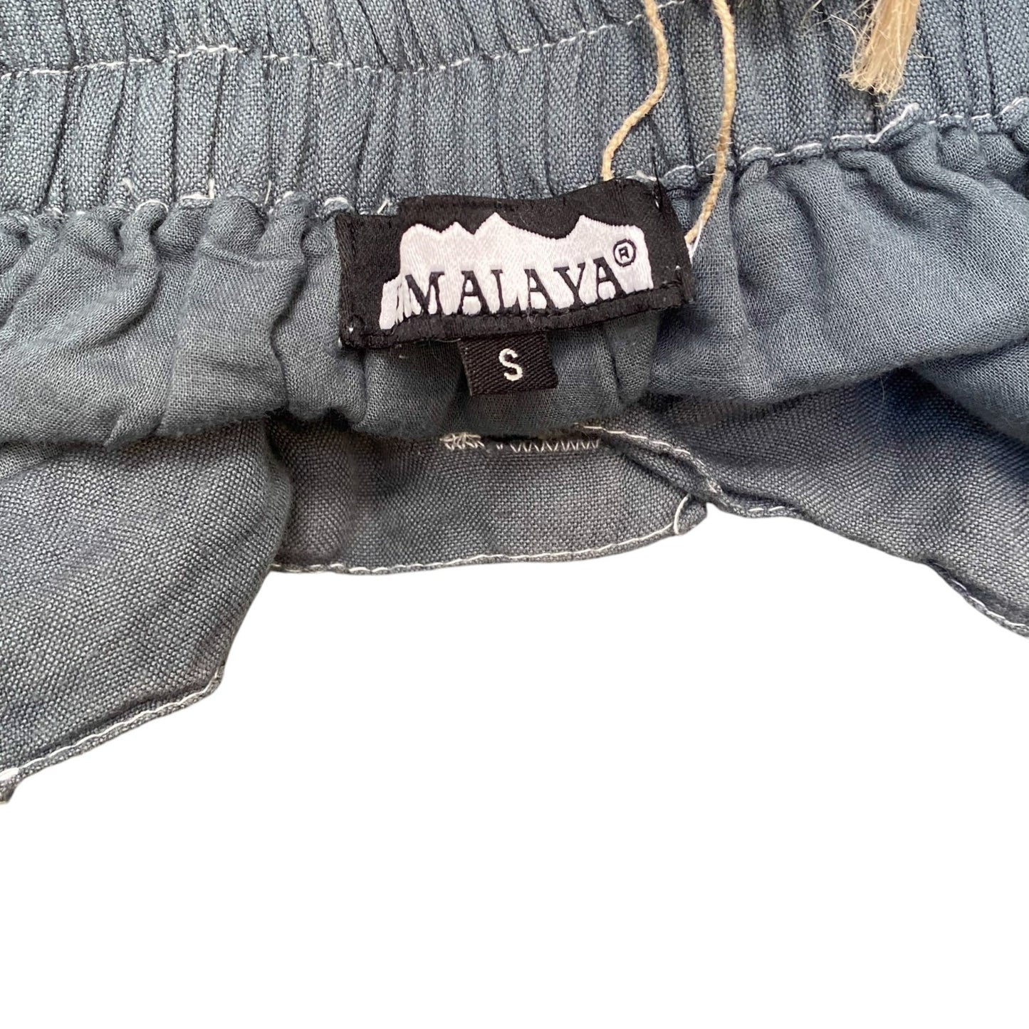 Himalaya Mini Skirt Womens S Grey Linen Pockets Flat Front Drawstring Outdoor