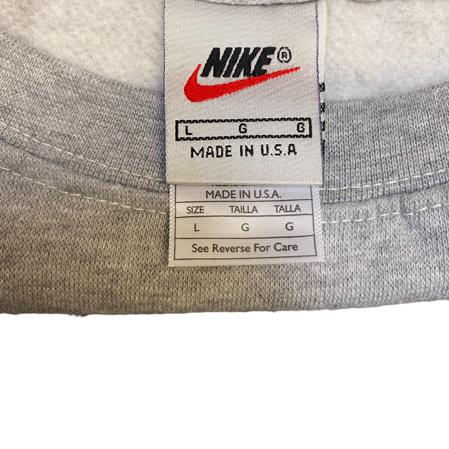 Nike Reworked Sweatshirt Mens Large Grey Embroidered Spellout Logo Vintage Y2K