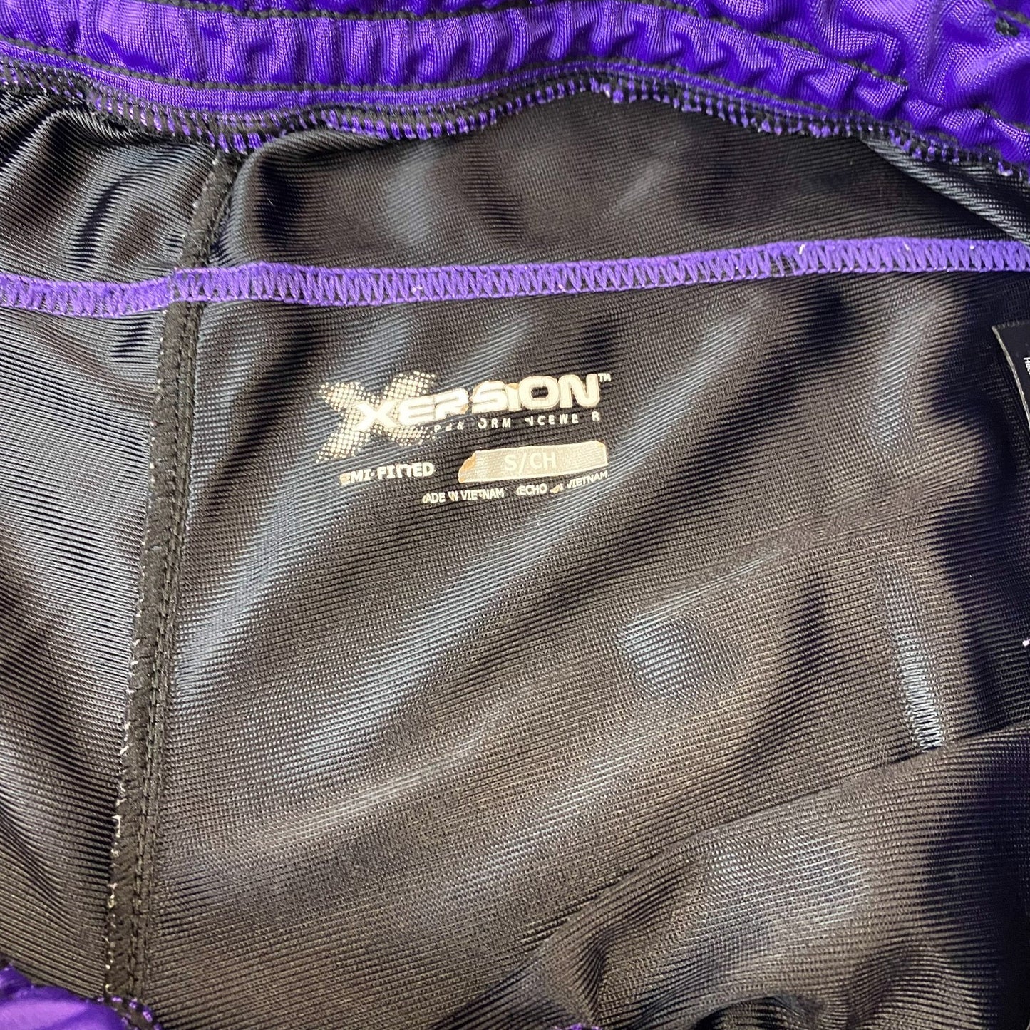 xersion Sprinter Shorts Womens M Black Purple Pleated Drawstring Waist Outdoor