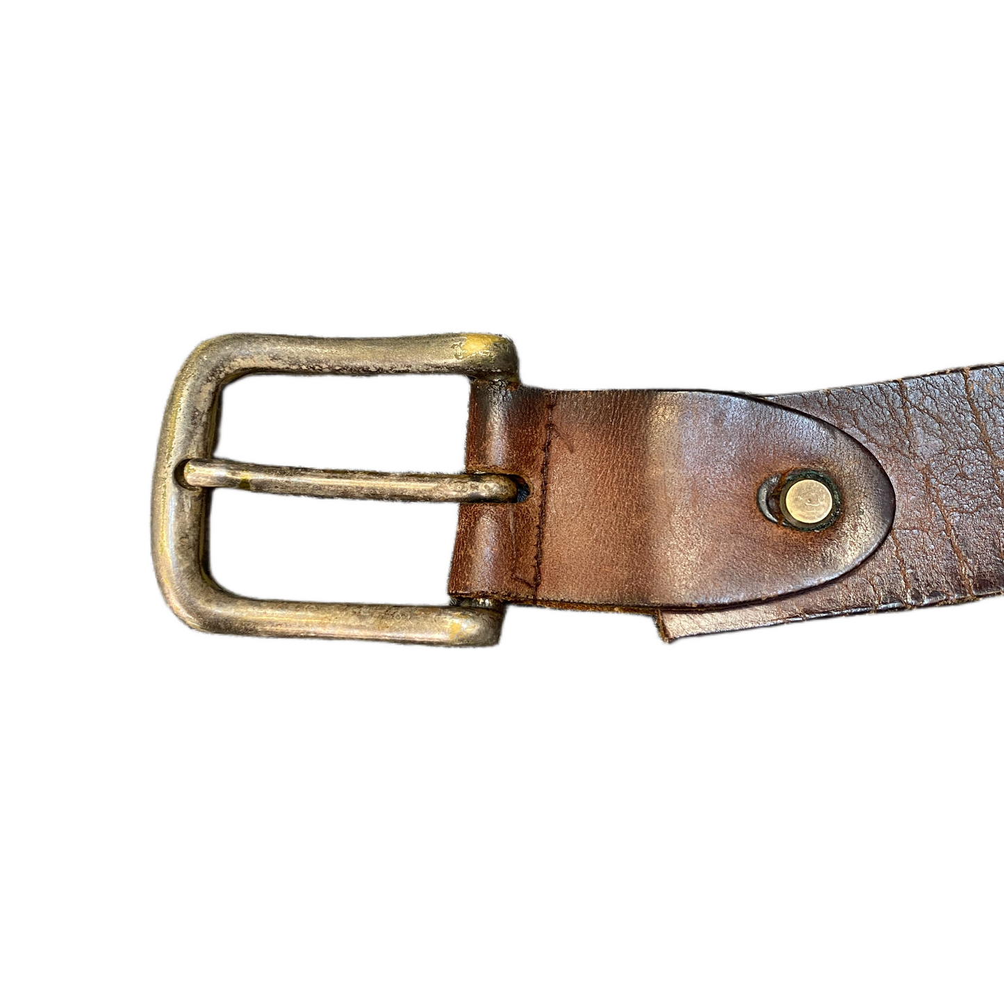 Vintage Waist Belt Mens Brown Leather Adjustable Silver Pin Buckle 39 inches