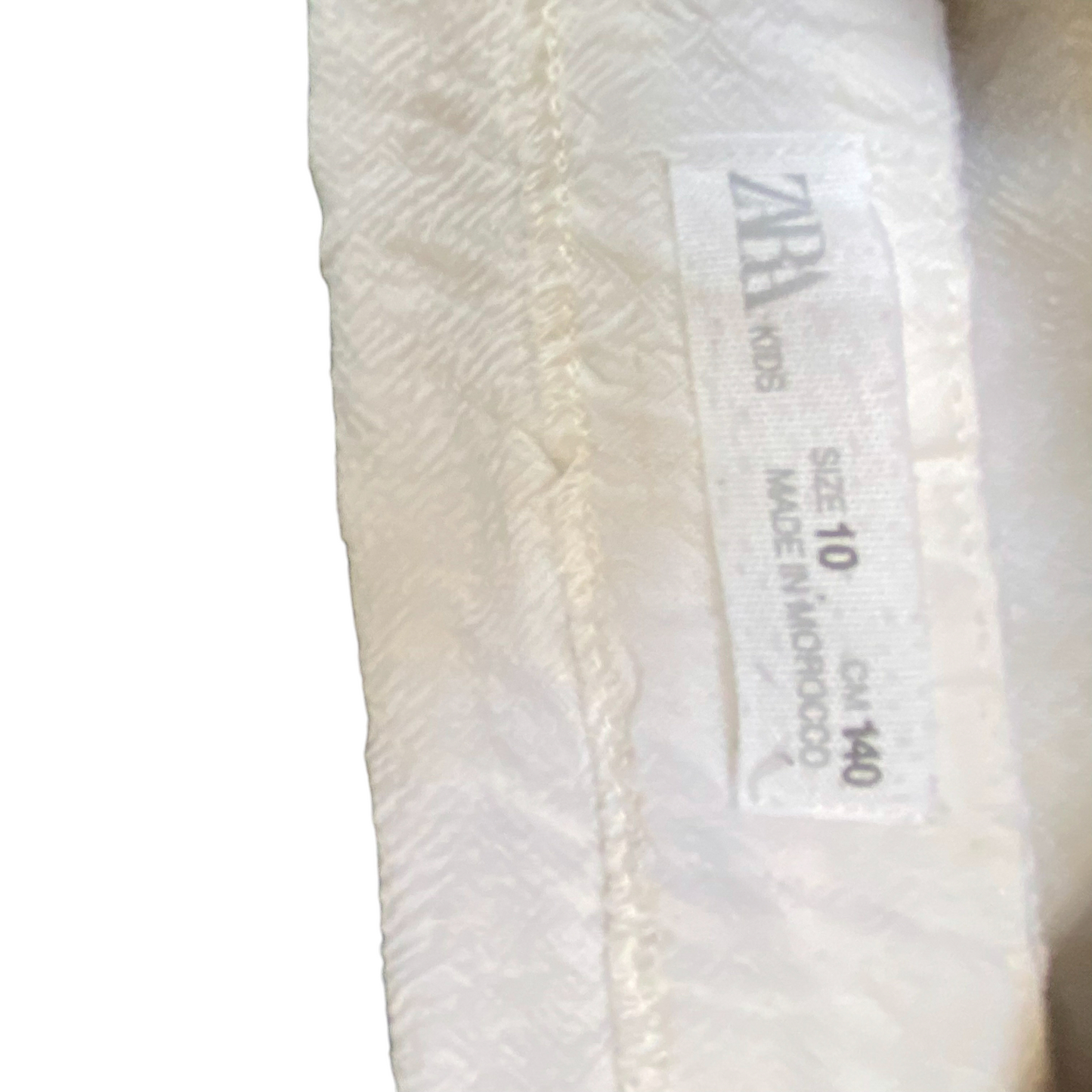 Zara Kids Blouse Top Girls S White Short Sleeve Square Neck Button Front Outdoor