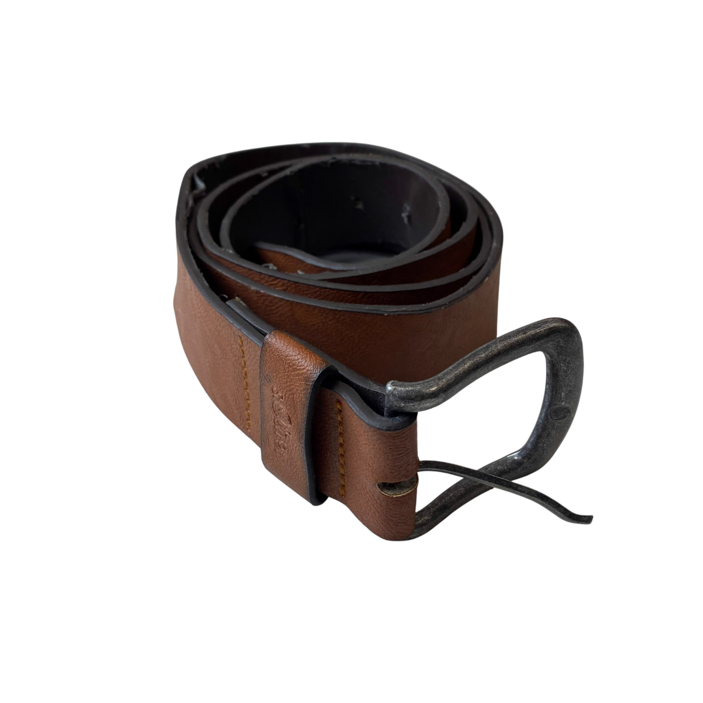 S. Oliver Casual Waist Belt Mens Brown Leather Adjustable Pin Buckle Size 47 in