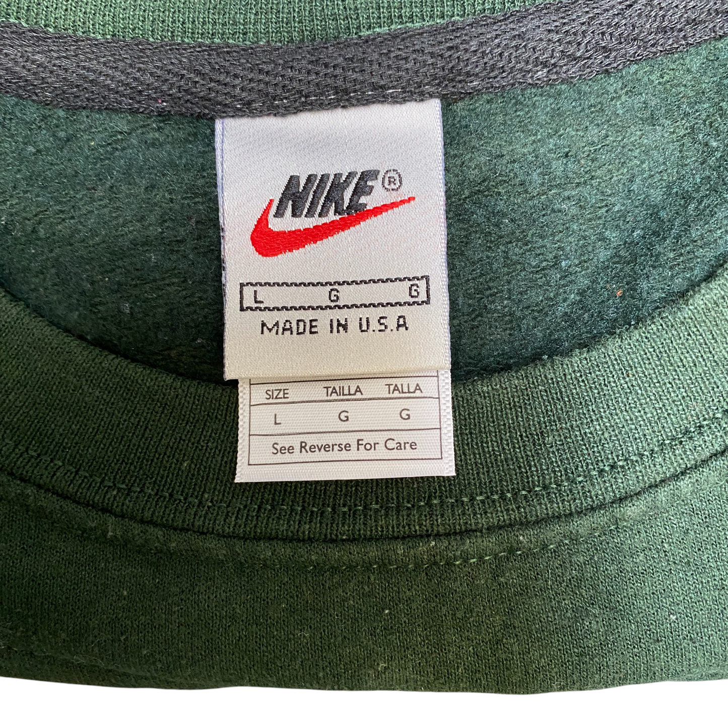 Nike Reworked Sweatshirt Mens L Orange Green Embroidered Spellout Logo Vtg Y2K