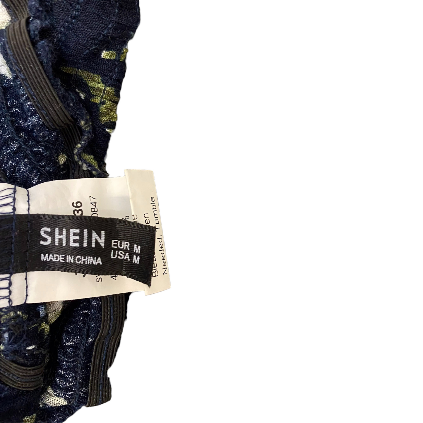 Shein Bandeau Top Womens M Blue Floral Smocked Strapless Casual Outdoor