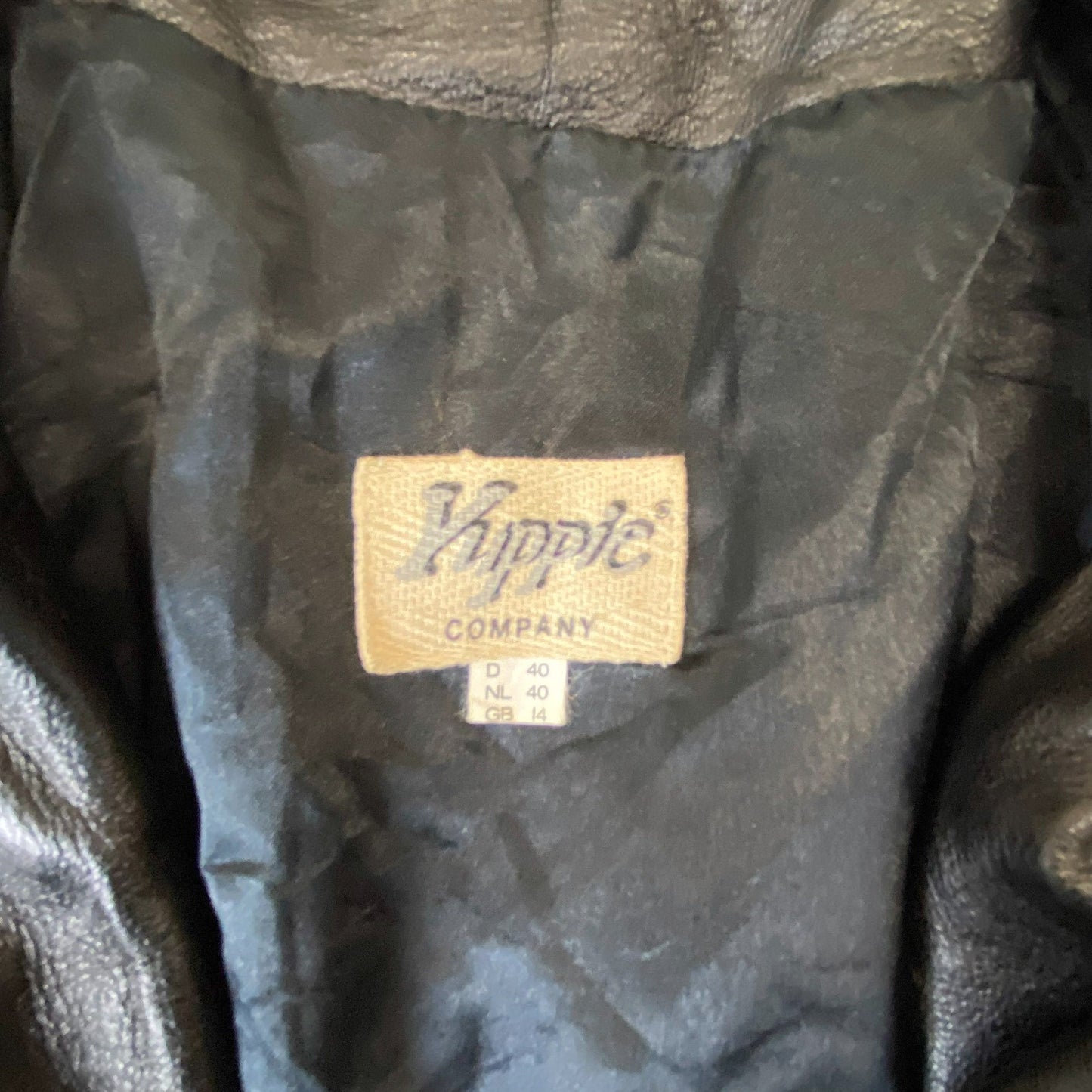 Yuppie Leather Blazer Jacket Women Small Black Lined Notch Lapel Single Breasted