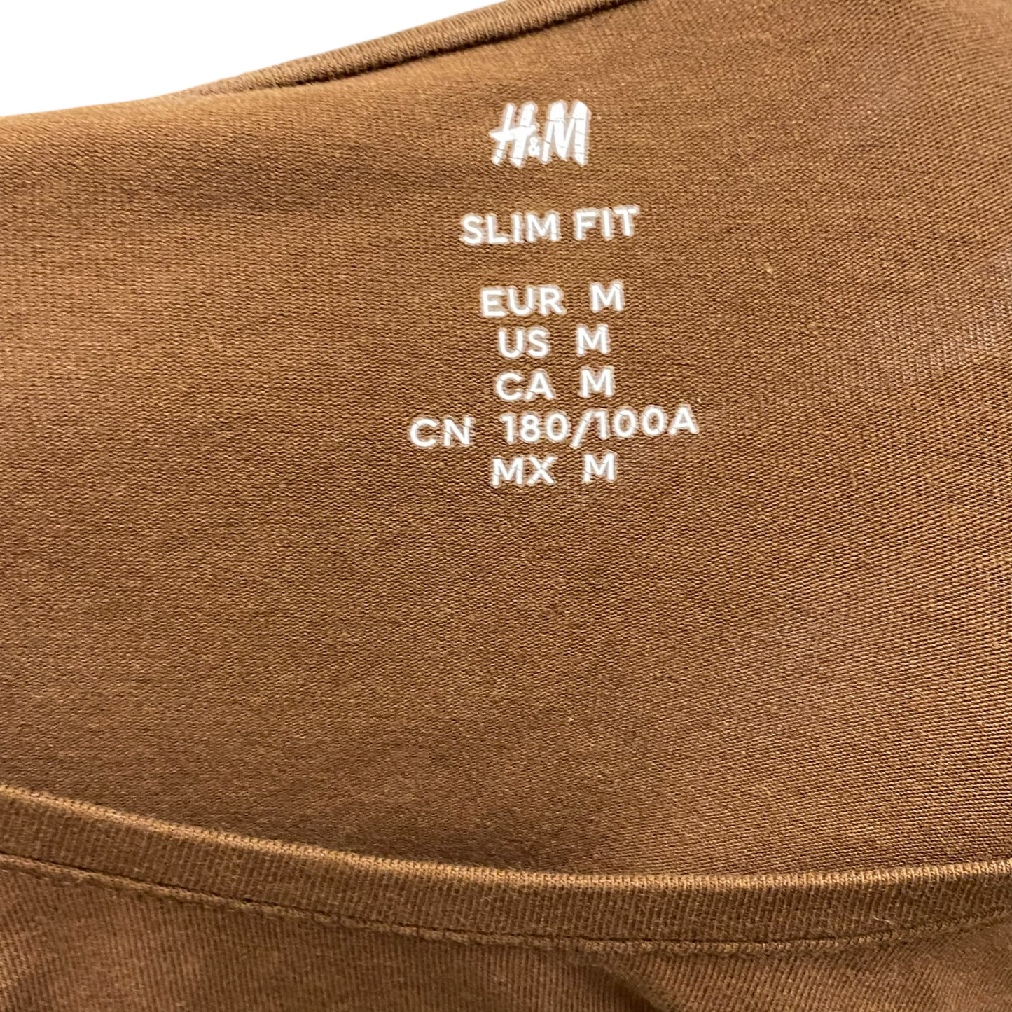 H&M Shirt Mens Medium Brown Short Sleeve Relaxed Slim Fit Crew Neck Casual Tee