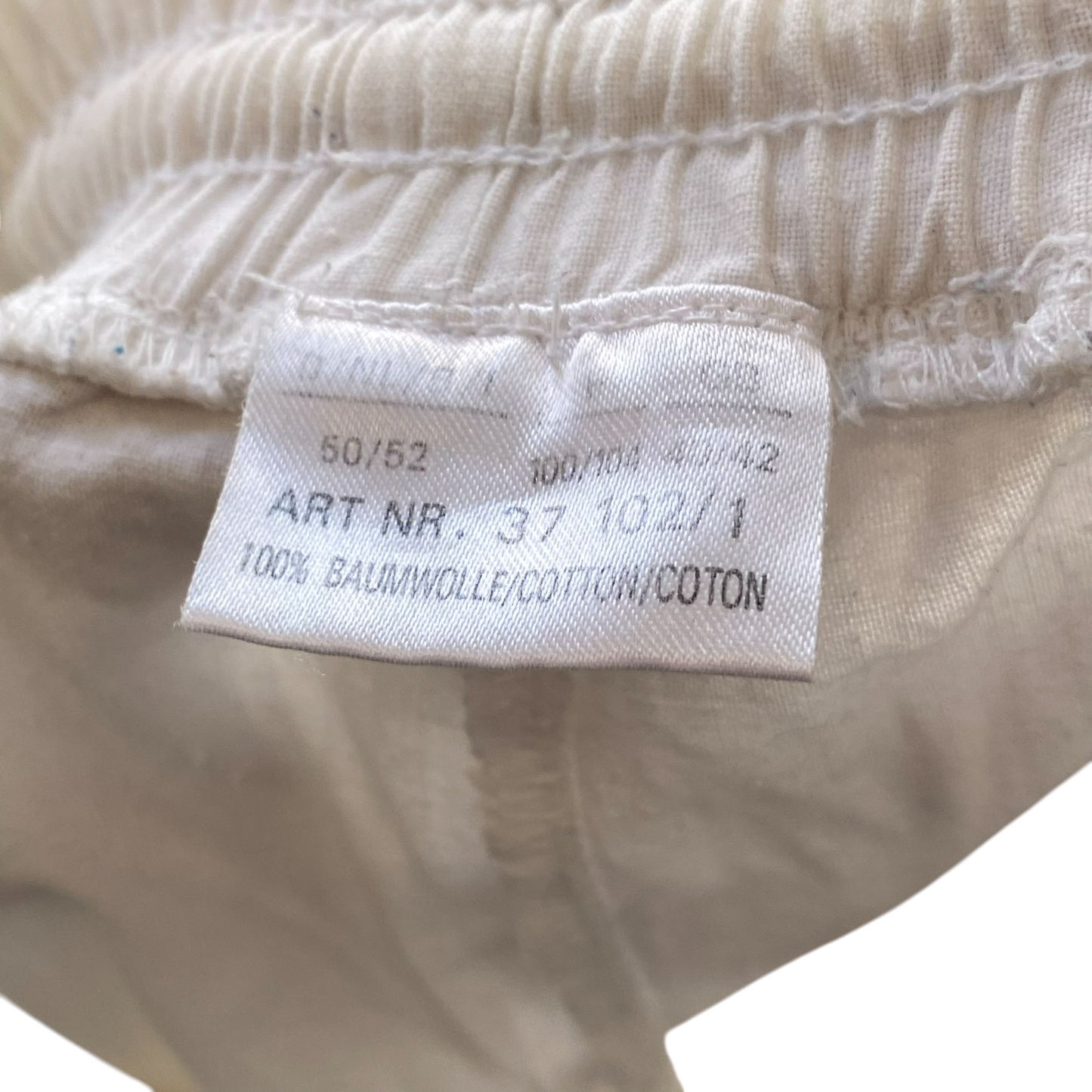 Mens Shorts 37W White Geometric Cotton Elastic Waist Stretch Comfort Mid-Rise