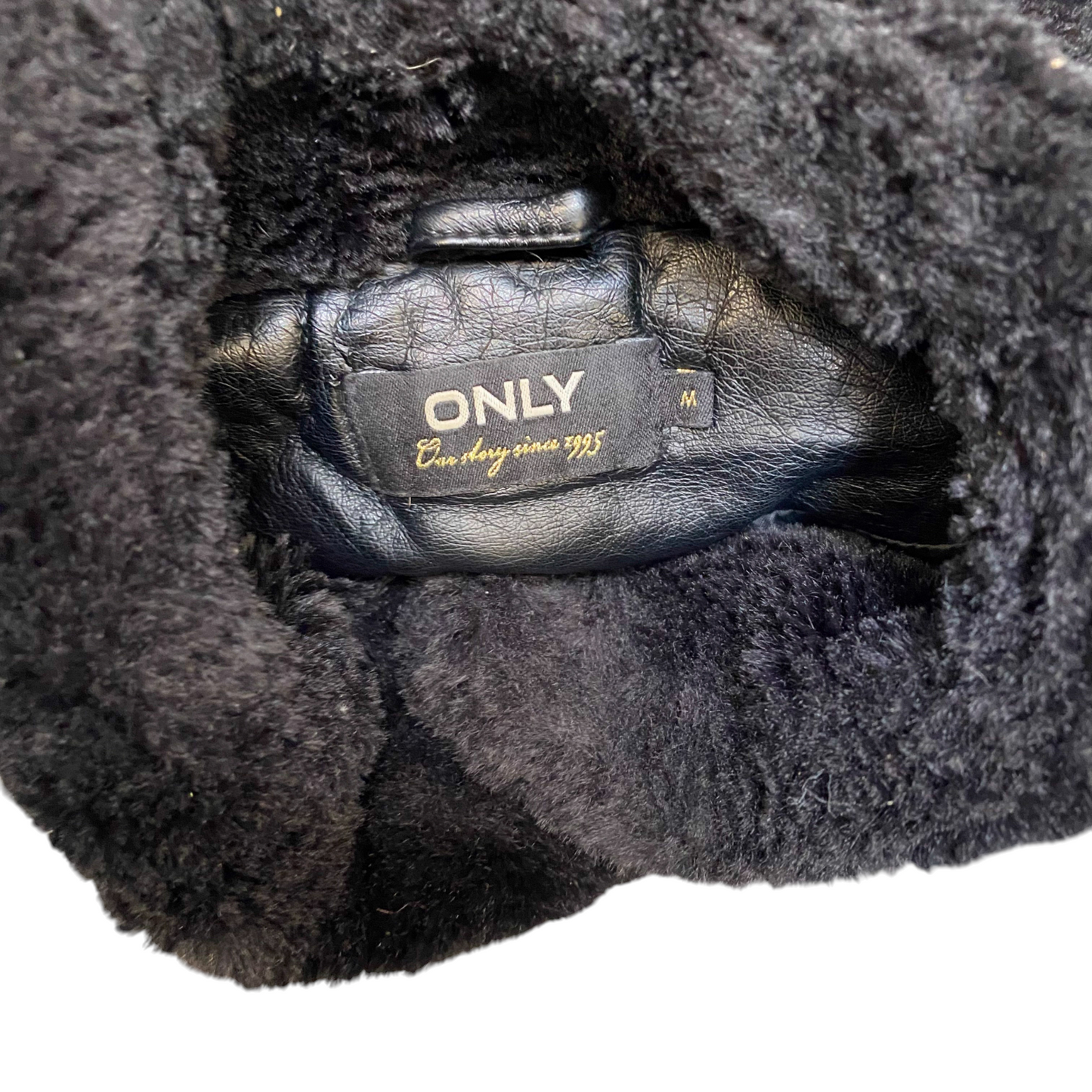 Only Faux Fur Jacket Womens Medium Black Lined Super Soft Outerwear High Neck