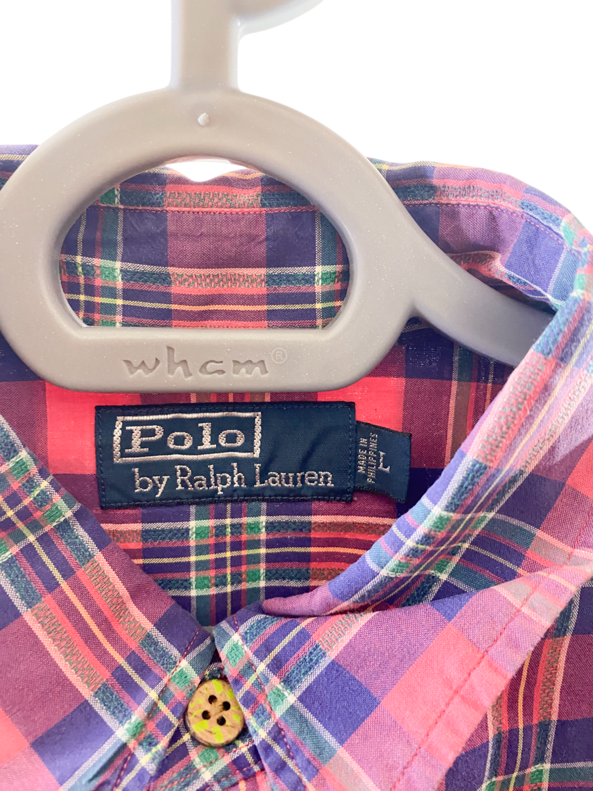 Ralph Lauren Shirt Mens Large Pink Plaid Detailed Pocket Collared Button Down