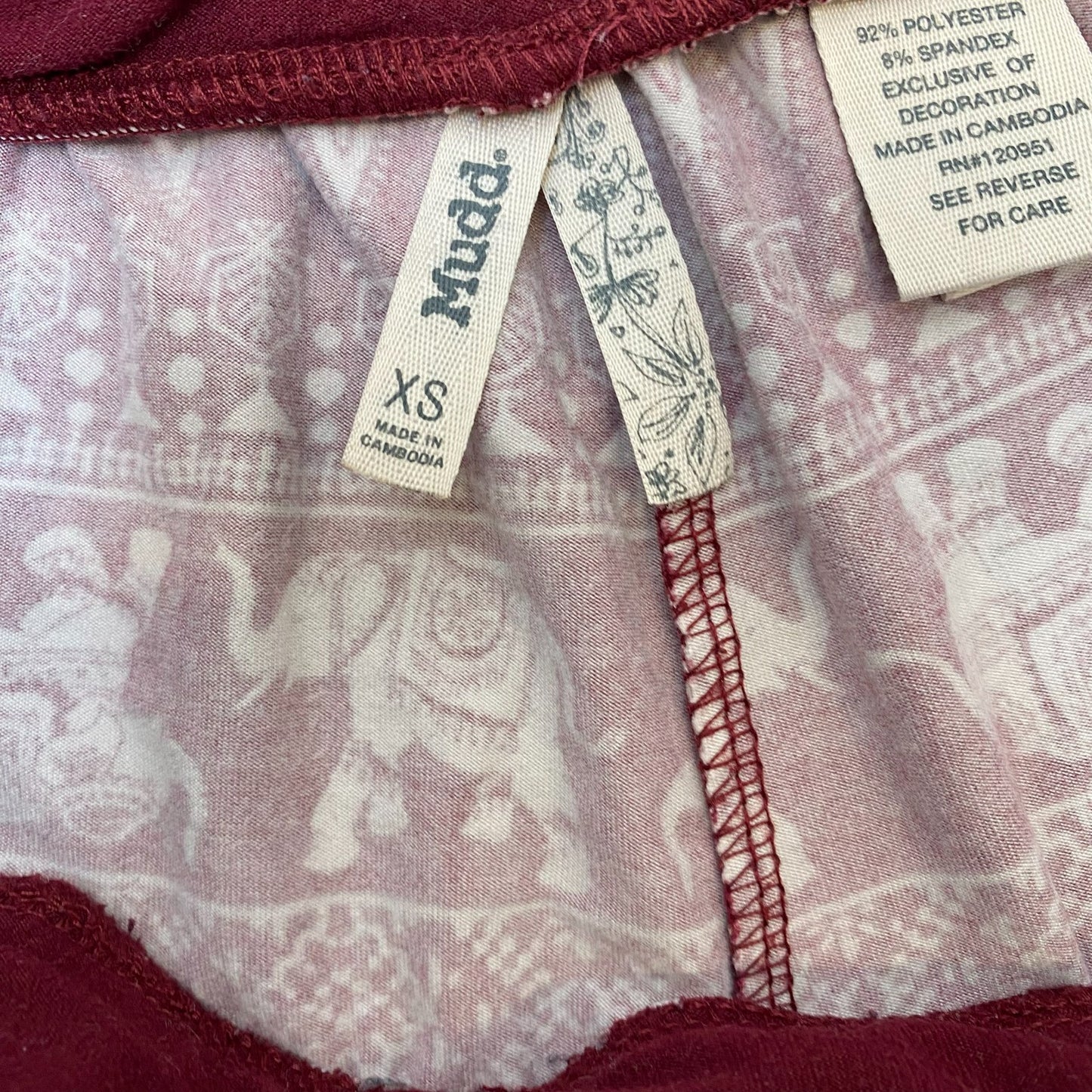 Peached Soft Shorts Womens XS Red Fair Isle Stretch Drawstring Elastic Waist