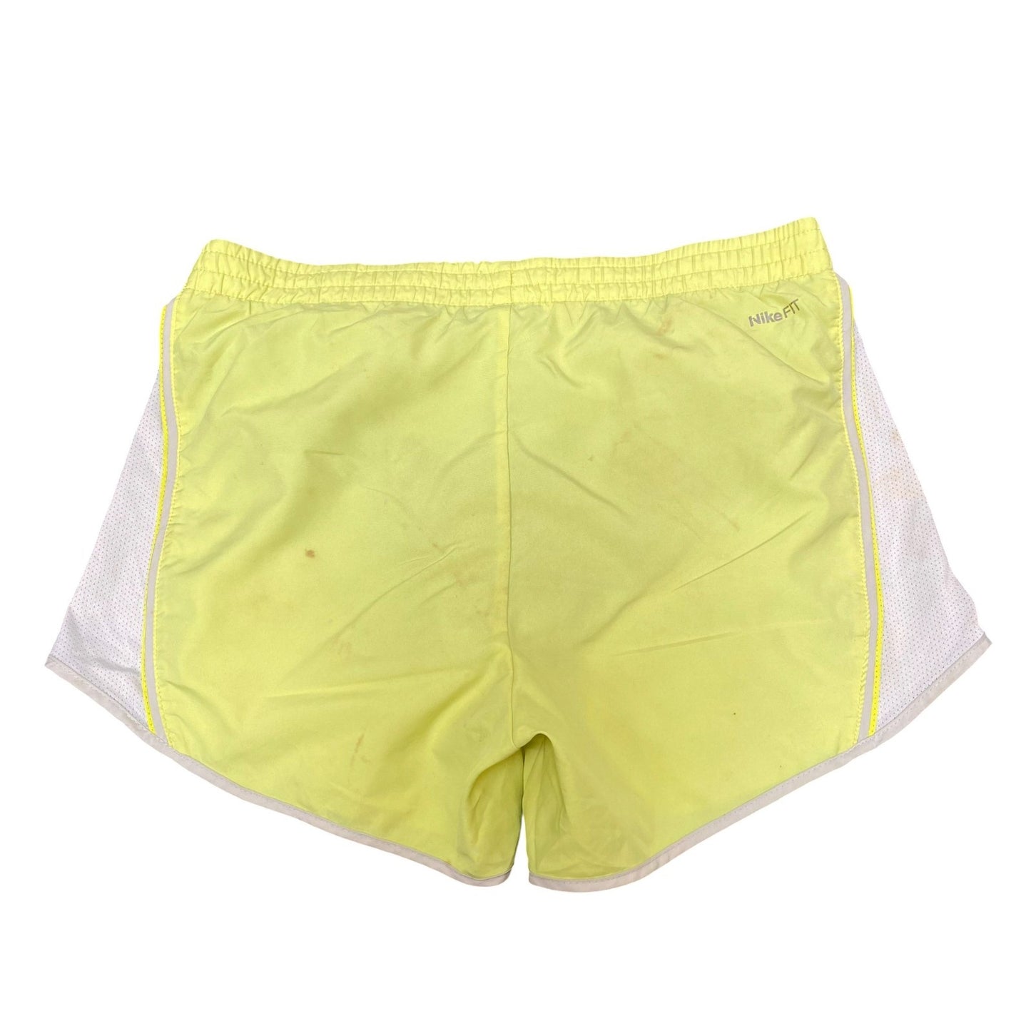 Nike Tempo Sprinter Shorts Womens Medium Yellow White Fit Dry Elastic Waist