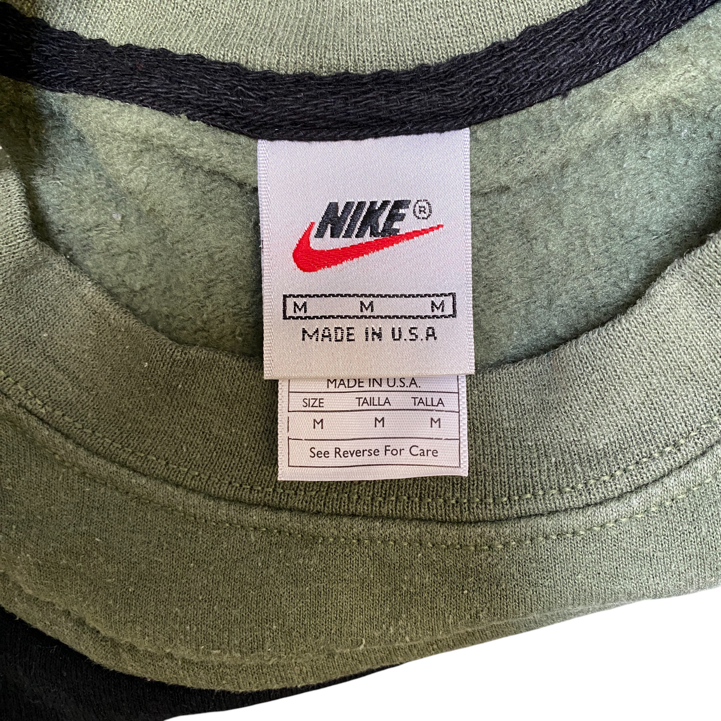 Nike Reworked Sweatshirt Men M Green Black Embroidered Spellout Logo Vintage Y2K