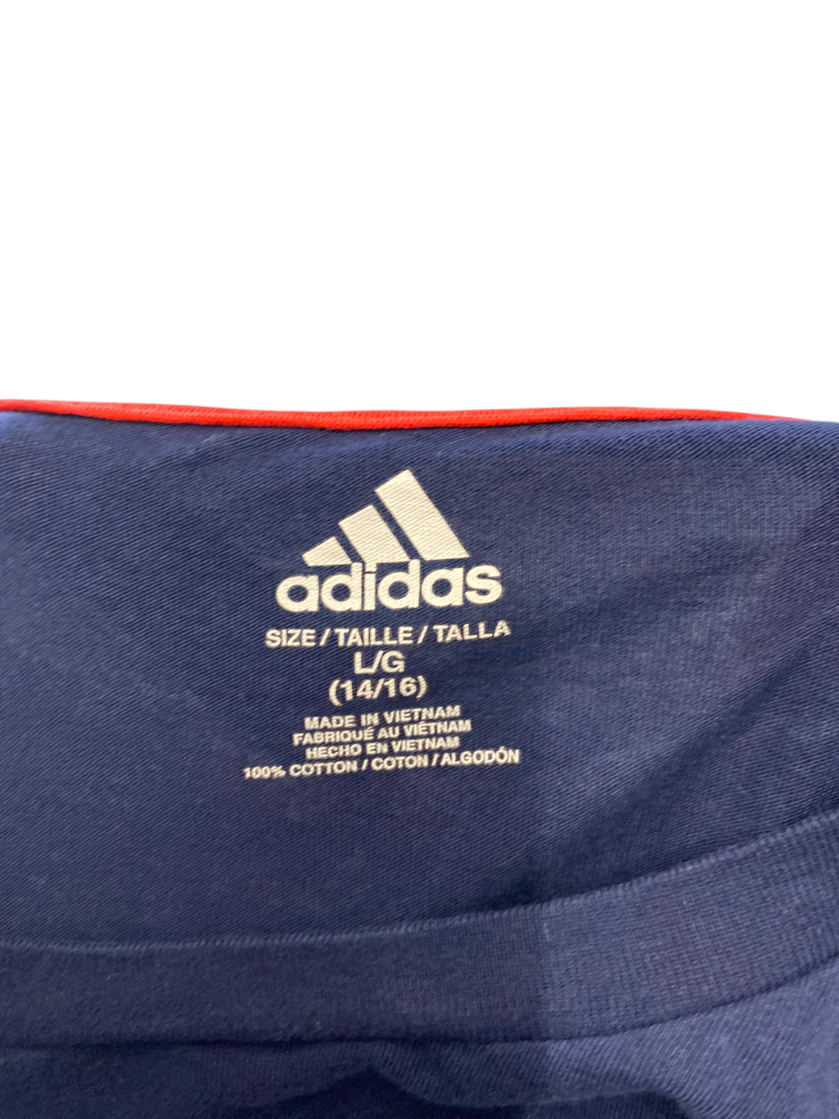 adidas Shirt Boys Large Blue 3 Stripes Panel Logo Short Sleeve Crew Neck Tee
