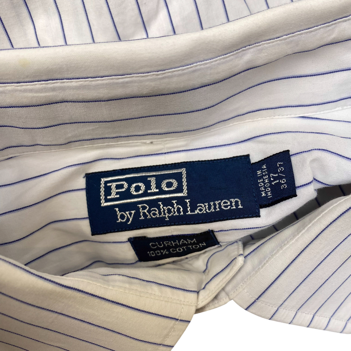 Polo Ralph Lauren Formal Shirt Mens XL White Blue Striped Long Sleeve Button Up