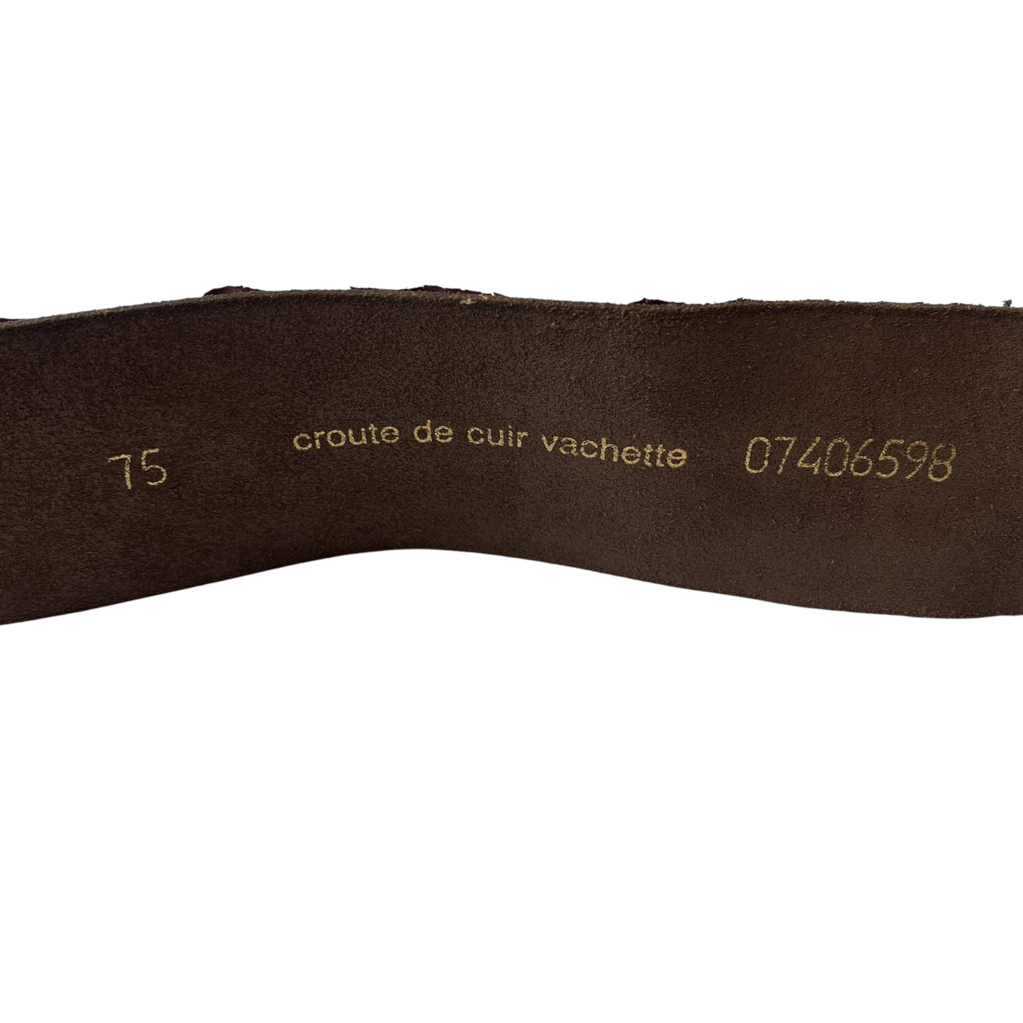 Womens Waist Belt Brown Split Cowhide Leather Gold Tone Ring Buckle 31 in