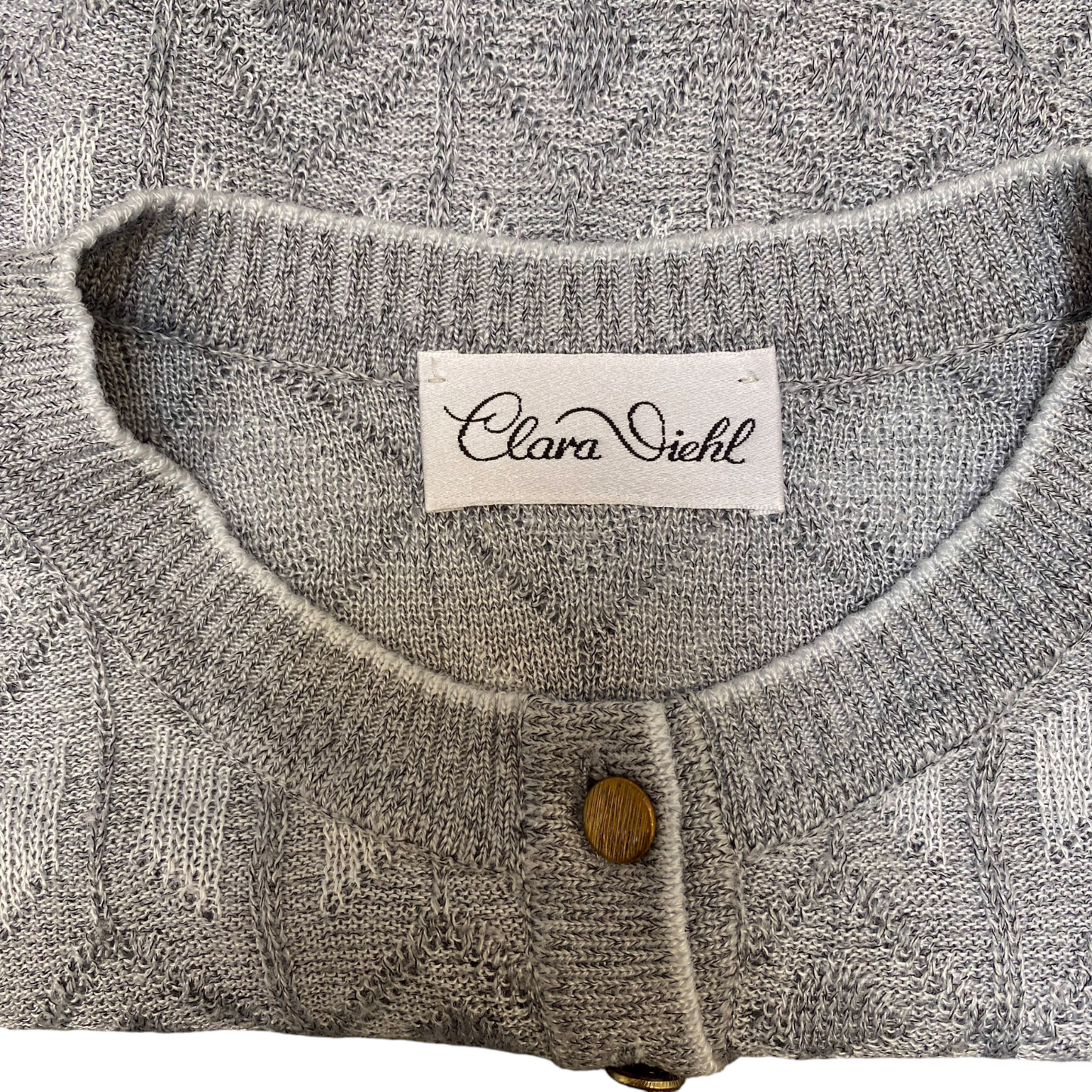 Clara Viehl Jumper Womens Large Grey Knitted Long Sleeve Crew Neck 1/4 Button