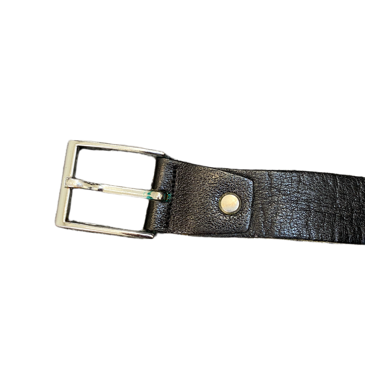 Waist Belt Mens Black Leather Adjustable Classic Silver Pin Buckle 45 inches