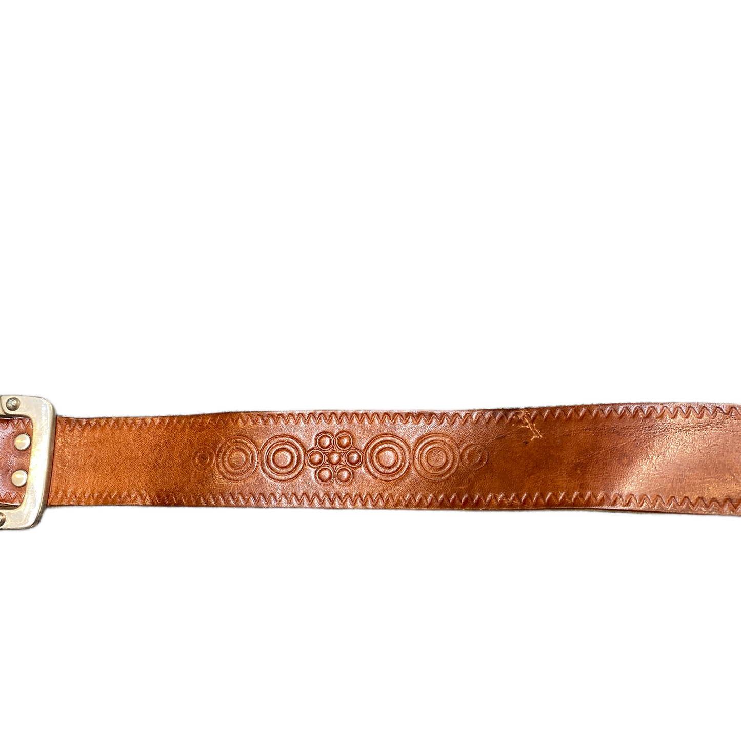 Brian Waist Belt Mens Brown Leather Silver Square Single-Prong Buckle 36 inches