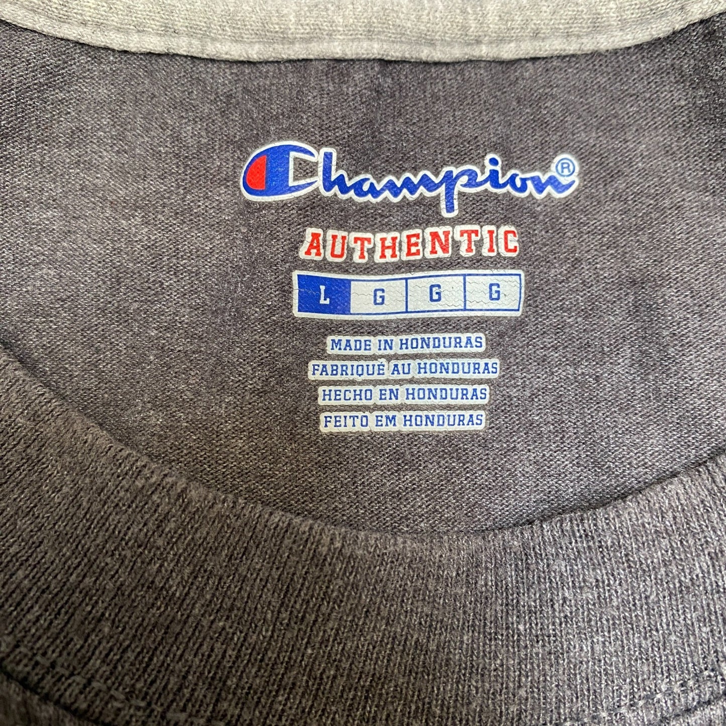 Champion Authentic T-Shirt Womens L Grey Heather Short Sleeve Crew Neck Logo Tee