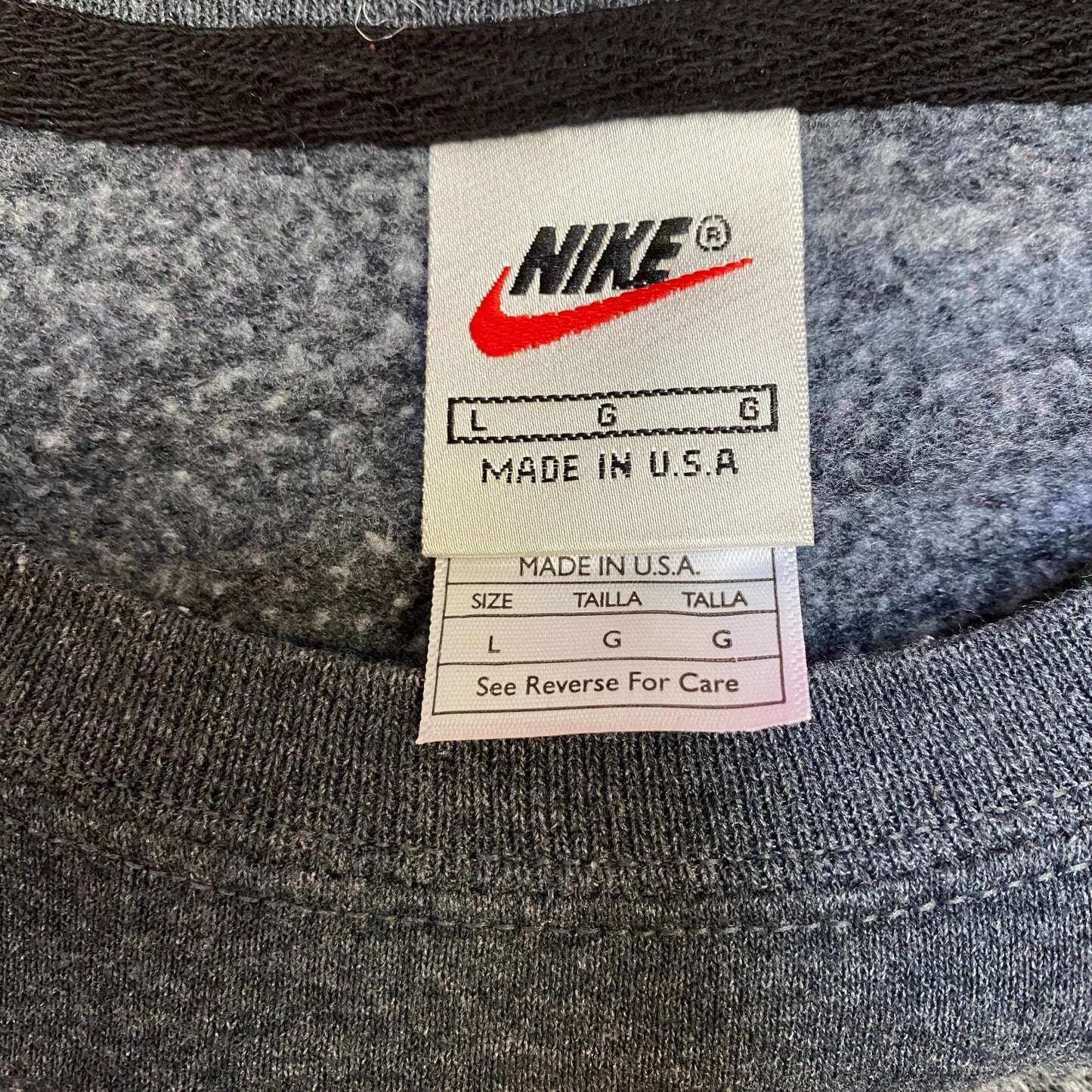 Nike Reworked Sweatshirt Mens L Pink Grey Embroidered Spellout Logo Vintage Y2K