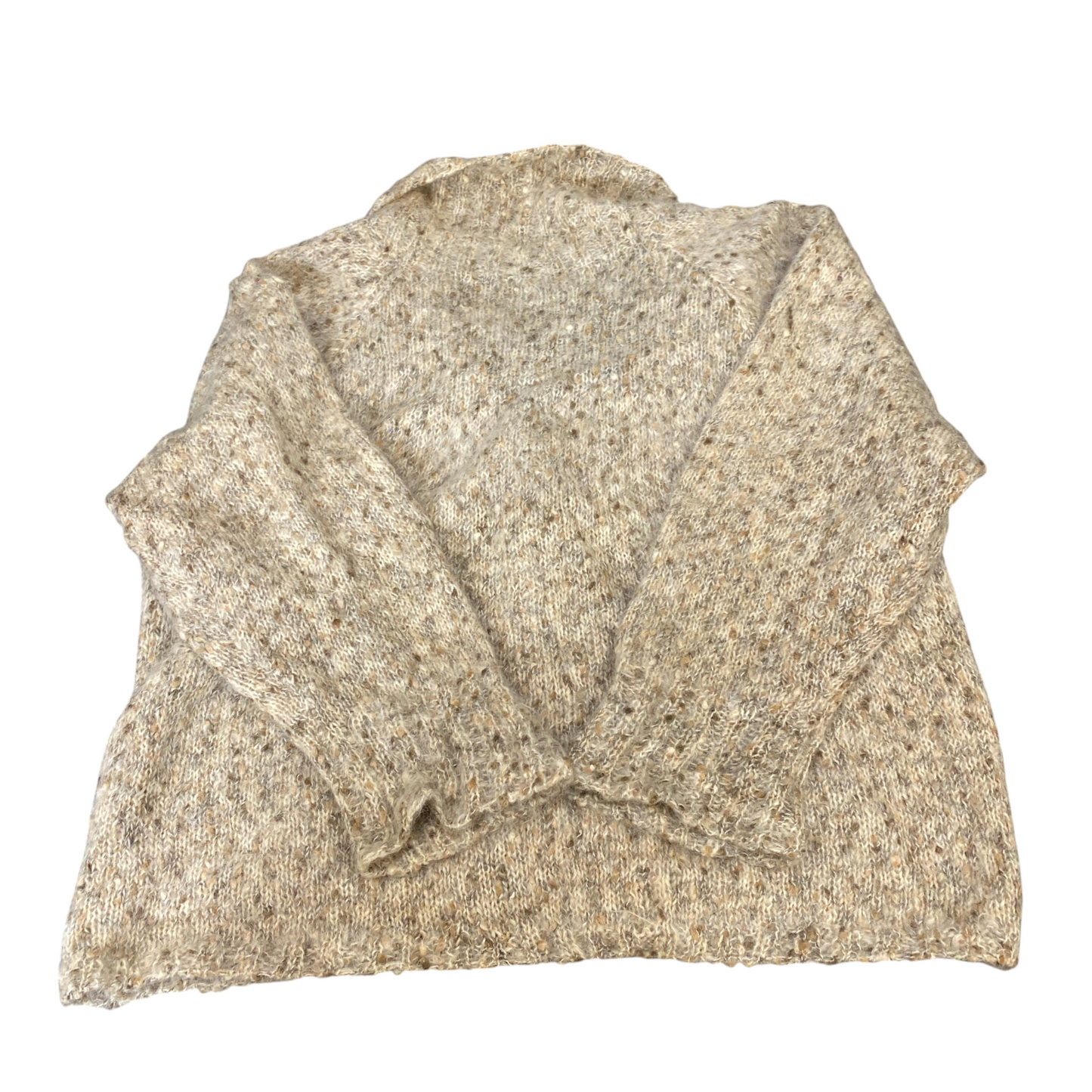 Womens Cardigan Jumper Large Beige Knitted Long Sleeve Shawl Collar Button Front