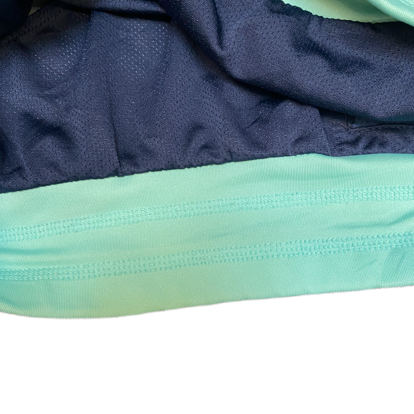 Running Sprinter Shorts Womens L 30" Waist Blue Athletic Gym Workout Dolphin Hem