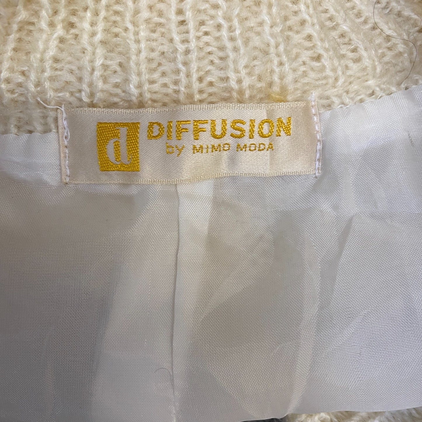 Diffusion by Mimo Moda Cardigan Jumper Womens L Ivory Chunky Knit Button Front