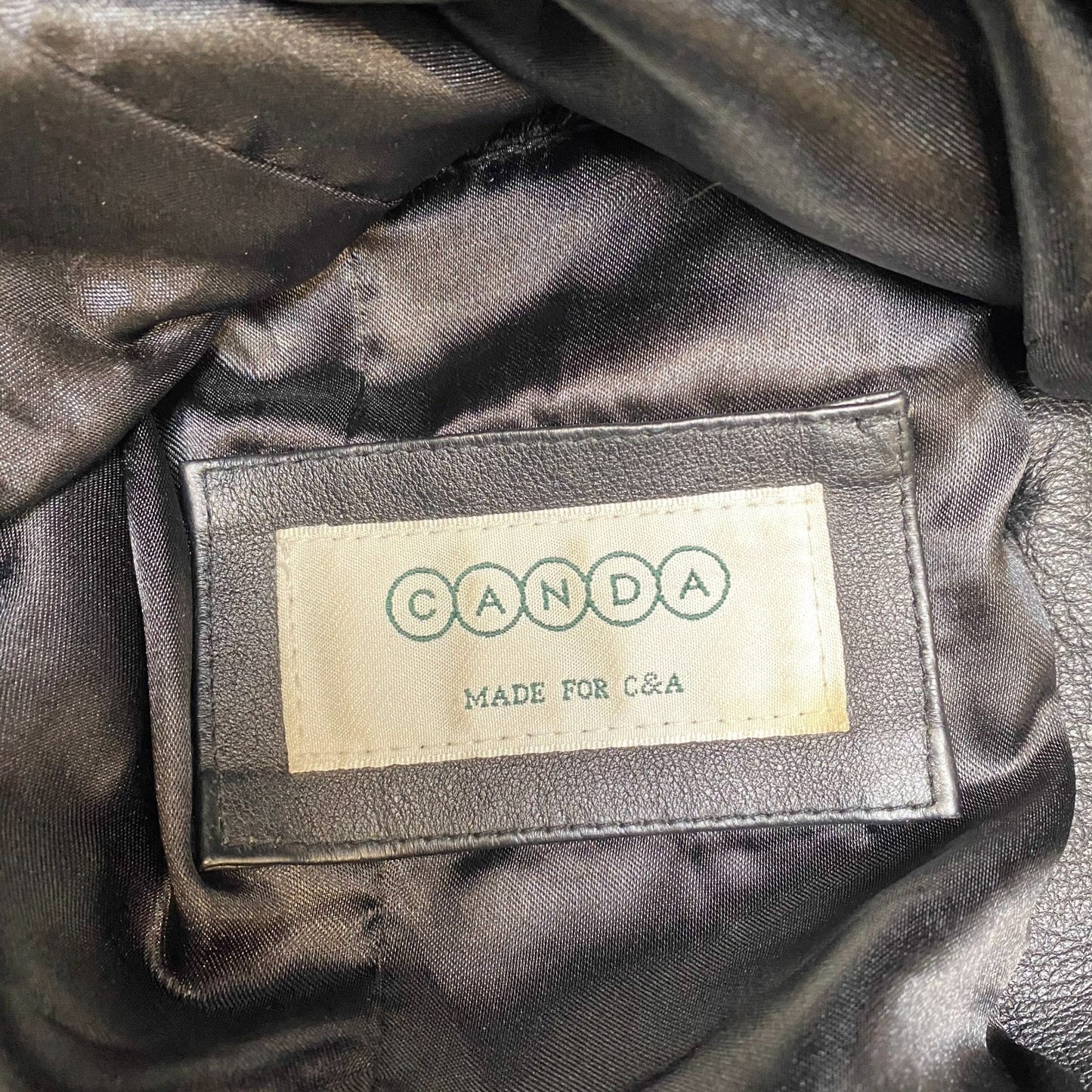 Canda C&A Leather Jacket Womens Medium Black Lined Collared Double Breasted