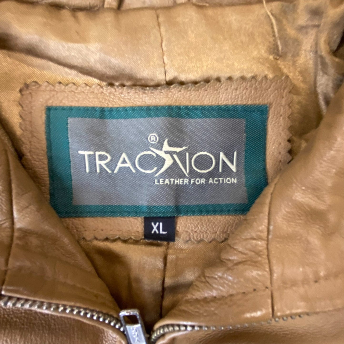Traction Leather Jacket Mens XL Brown Lined Classic Soft Long Sleeve Full Zip
