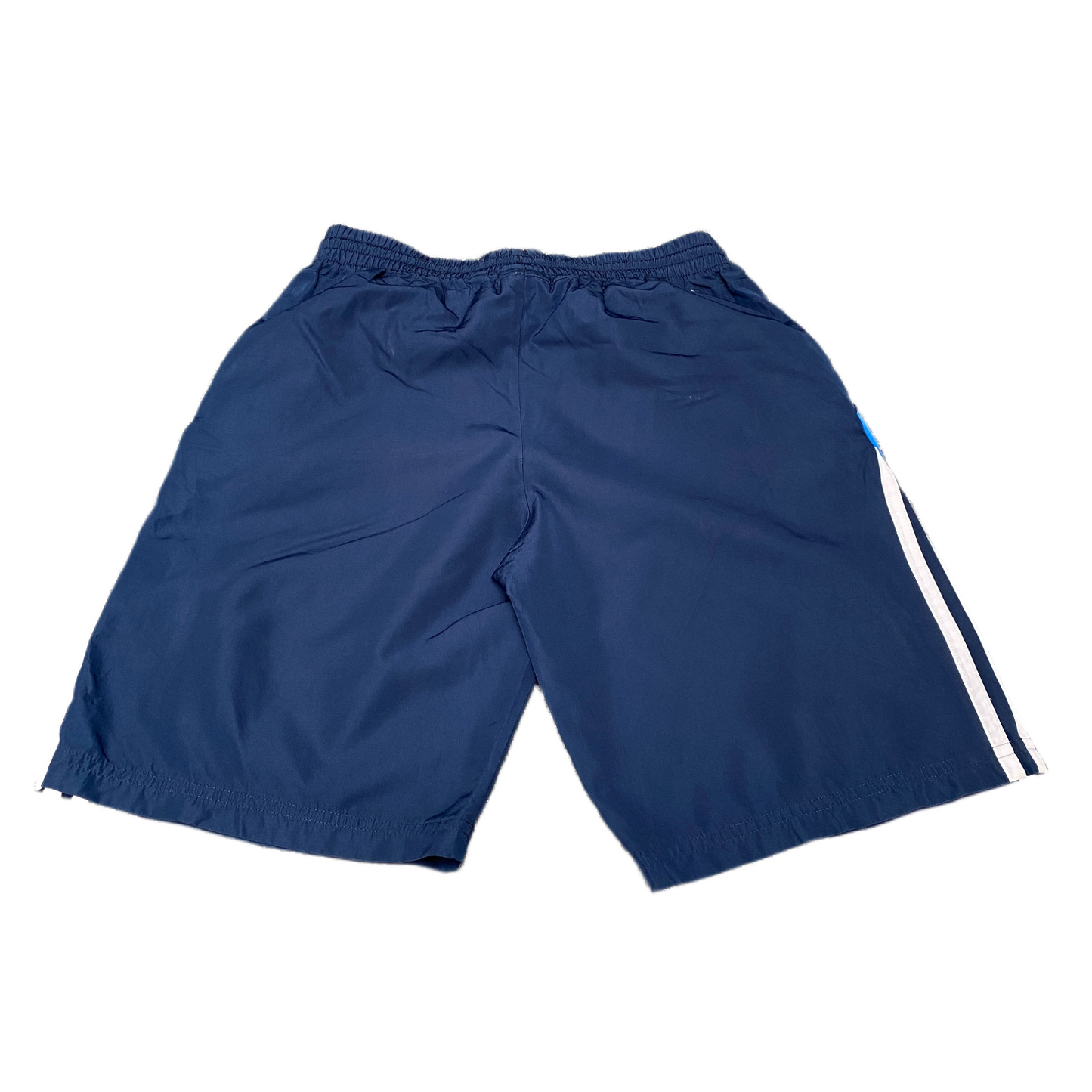 Adidas Climalite Soccer Shorts Boys XS 25" Waist Blue White 3-Stripes Drawstring