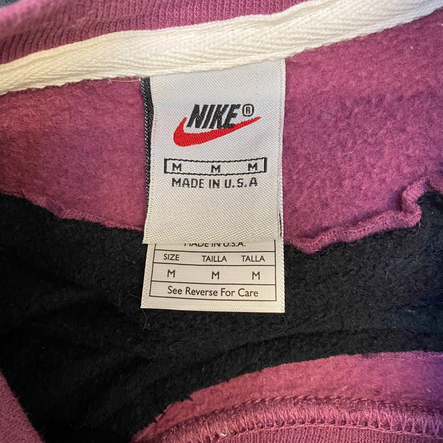 Nike Reworked Sweatshirt Mens M Pink Black Embroidered Spellout Logo Vintage Y2K