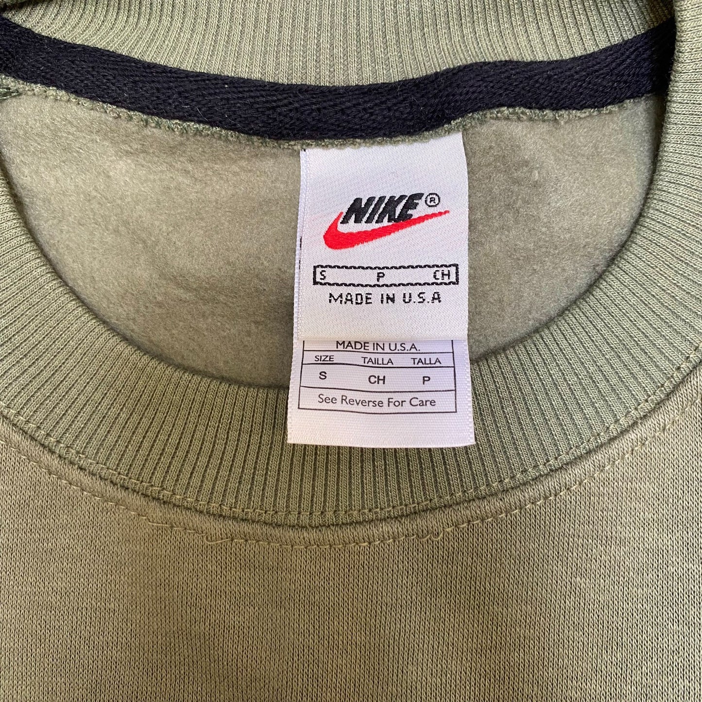 Nike Sweatshirt Mens S Green Embroidered Spell Out Logo Crew Neck Long Sleeve