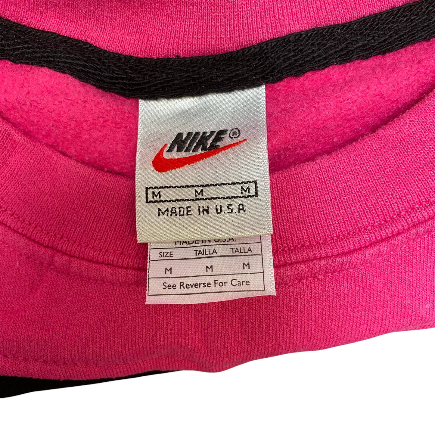Nike Reworked Sweatshirt Mens M Black Pink Embroidered Spellout Logo Vintage Y2K