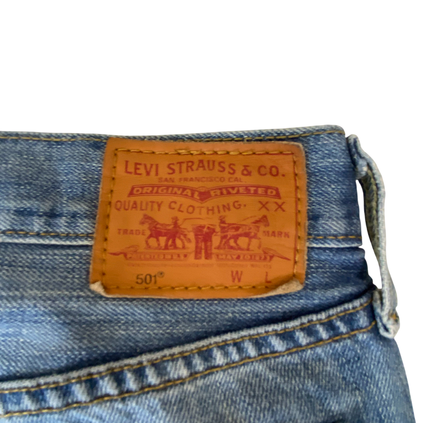 Levi's 501 Jeans Mens Medium W31 L31 Blue Denim Red Tab Straight Fit Outdoor