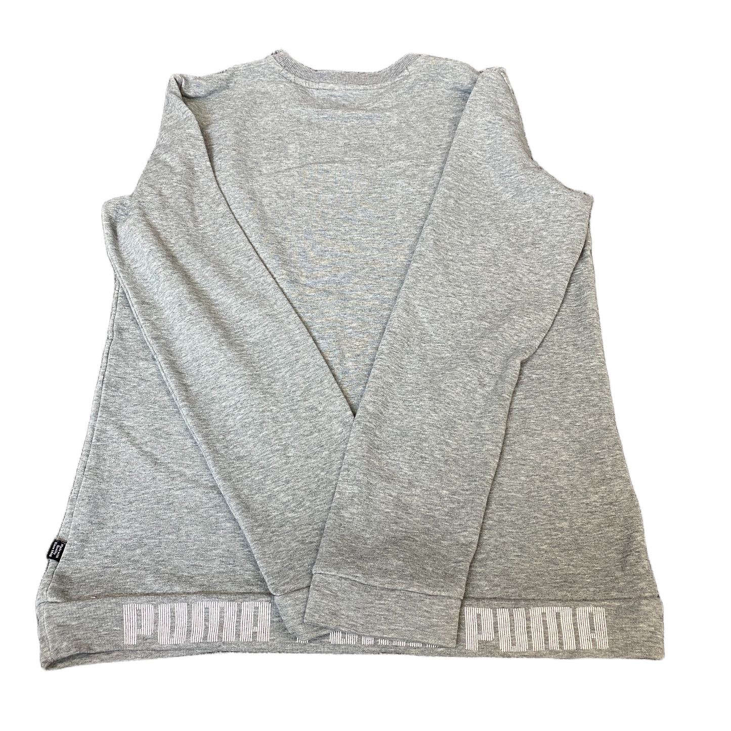 PUMA Sweatshirt Girls Small Grey Heather Spell Out Logo Long Sleeve Pullover