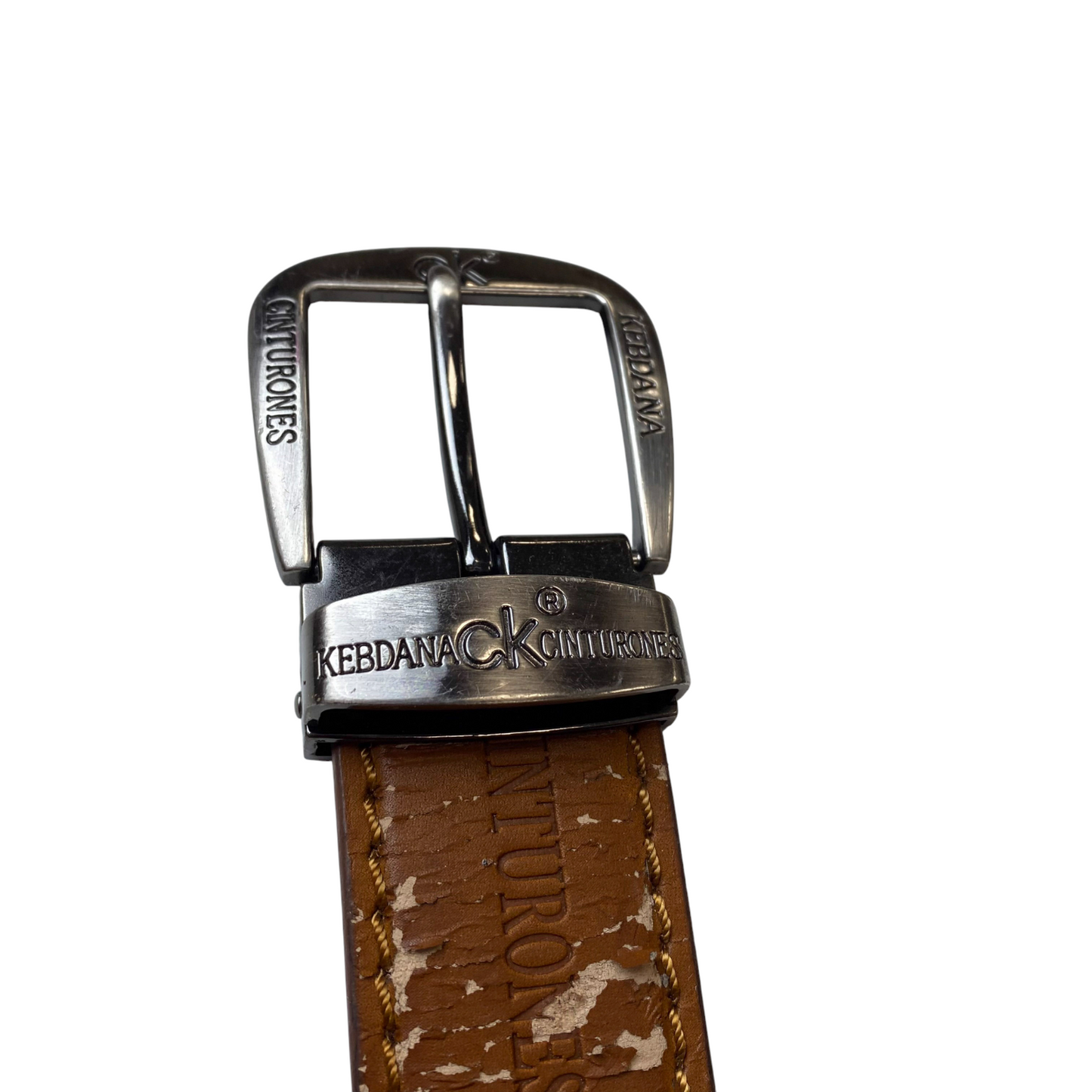 CK Cinturones Kebdana Waist Belt Mens Brown Leather Adjustable Buckle Size 41 in