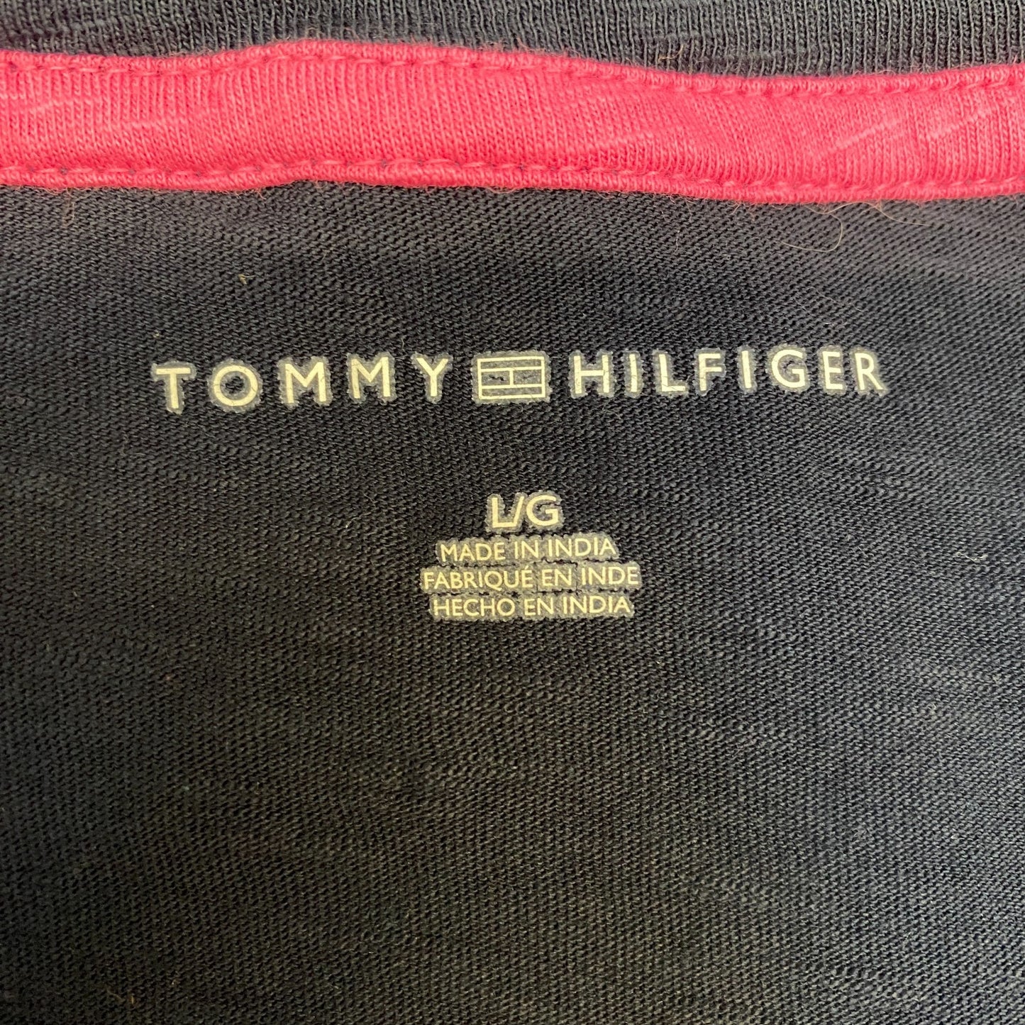 Tommy Hilfiger T-Shirt Womens Large Navy Embroidered Short Sleeve Pullover Tee