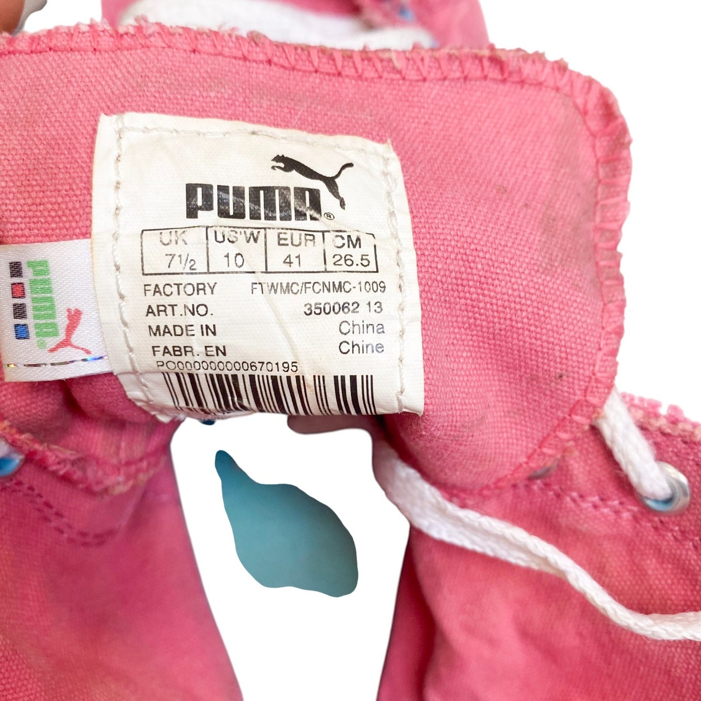 PUMA First Round Sneakers Women's UK 7.5 Safari Pink Canvas High Top Lace Up