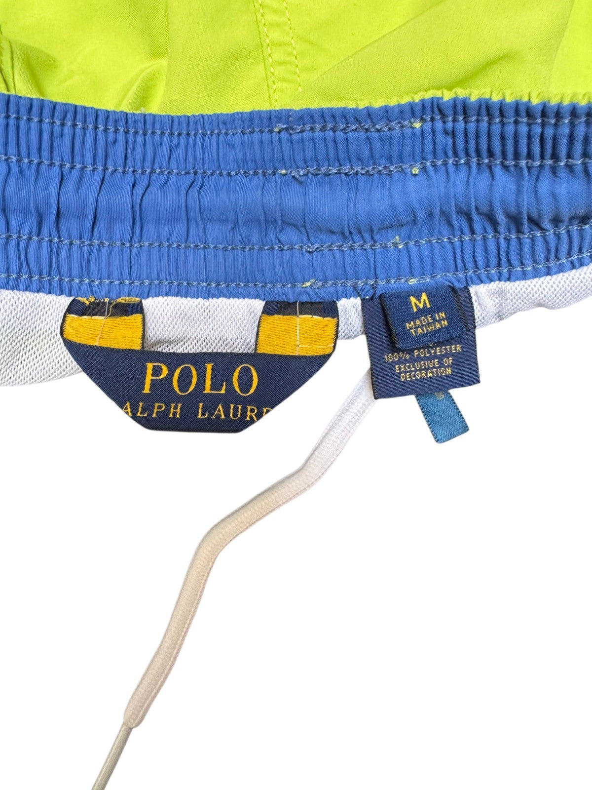 Polo Ralph Lauren Swim Trunks Mens M 30" Waist Lime Green Mesh Lined Drawstring