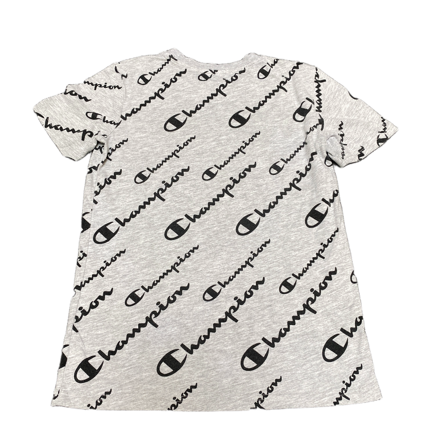 Champion T-Shirt Boys XS Grey All Over Print Short Sleeve Crew Neck Pullover Tee