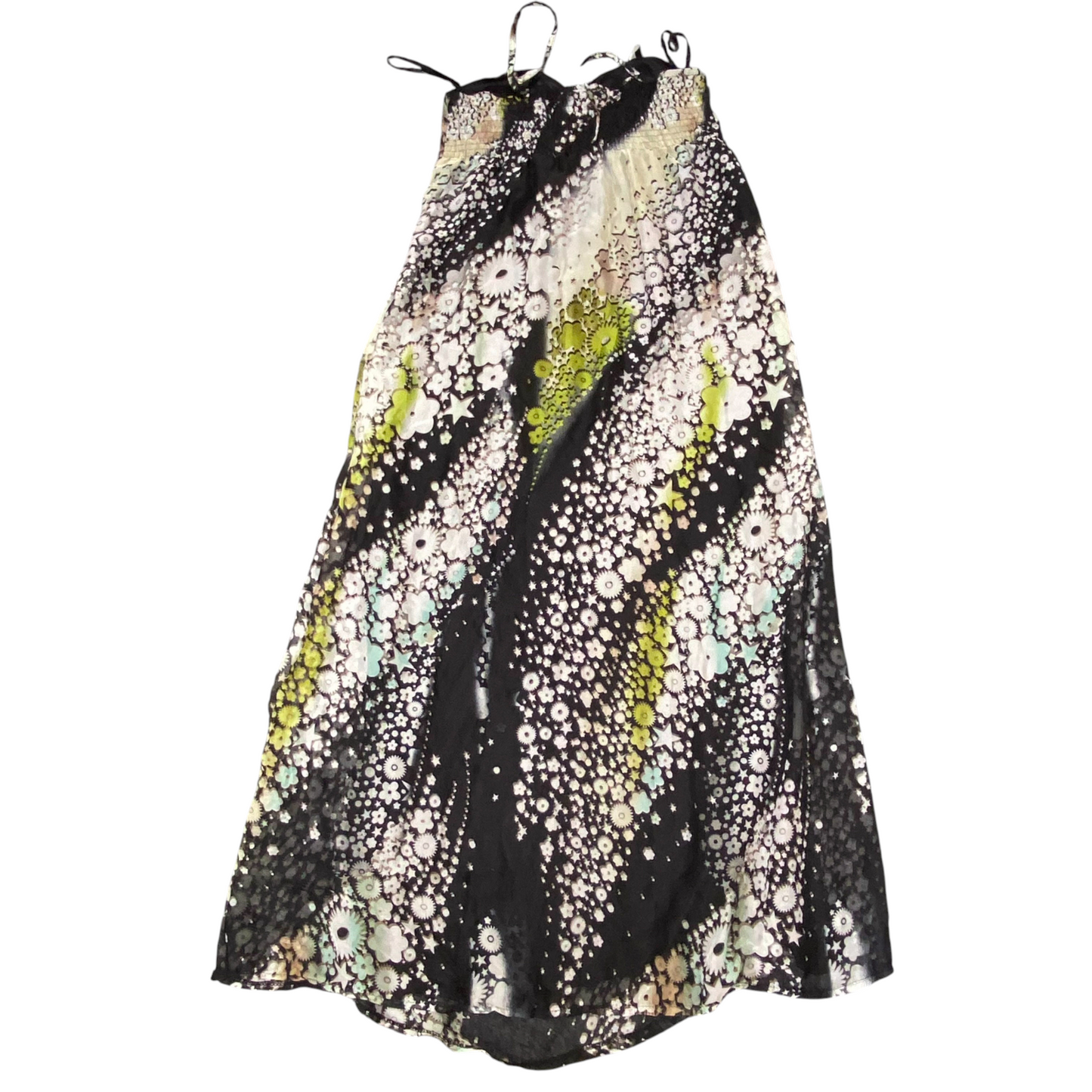 Yumi Long Maxi Dress Womens S Multi Geometric Chiffon Off Shoulder Outdoor