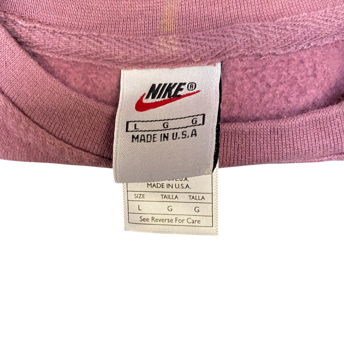 Nike Reworked Sweatshirt Mens L Pink Grey Embroidered Spellout Logo Vintage Y2K