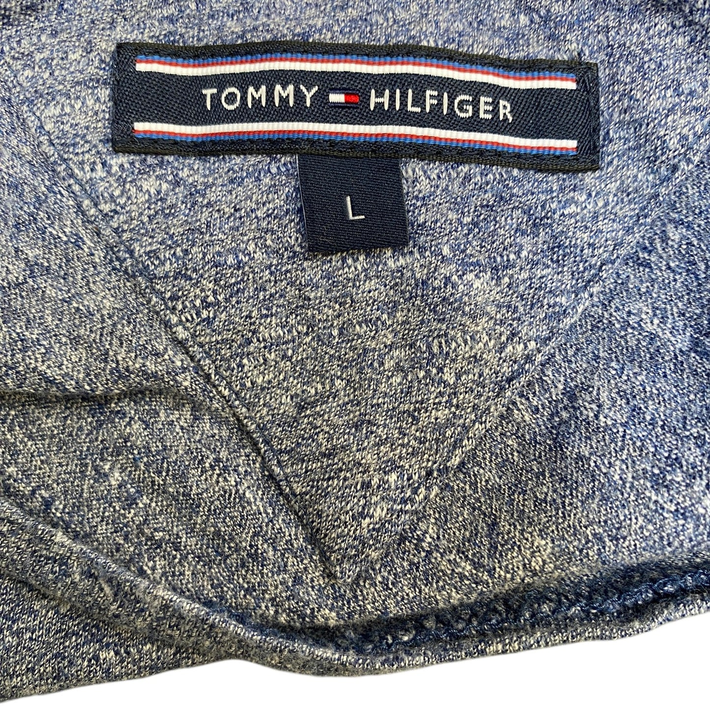 Tommy Hilfiger Shirt Mens L Blue Heather Relaxed Fit Single Pocket Crew Neck Tee