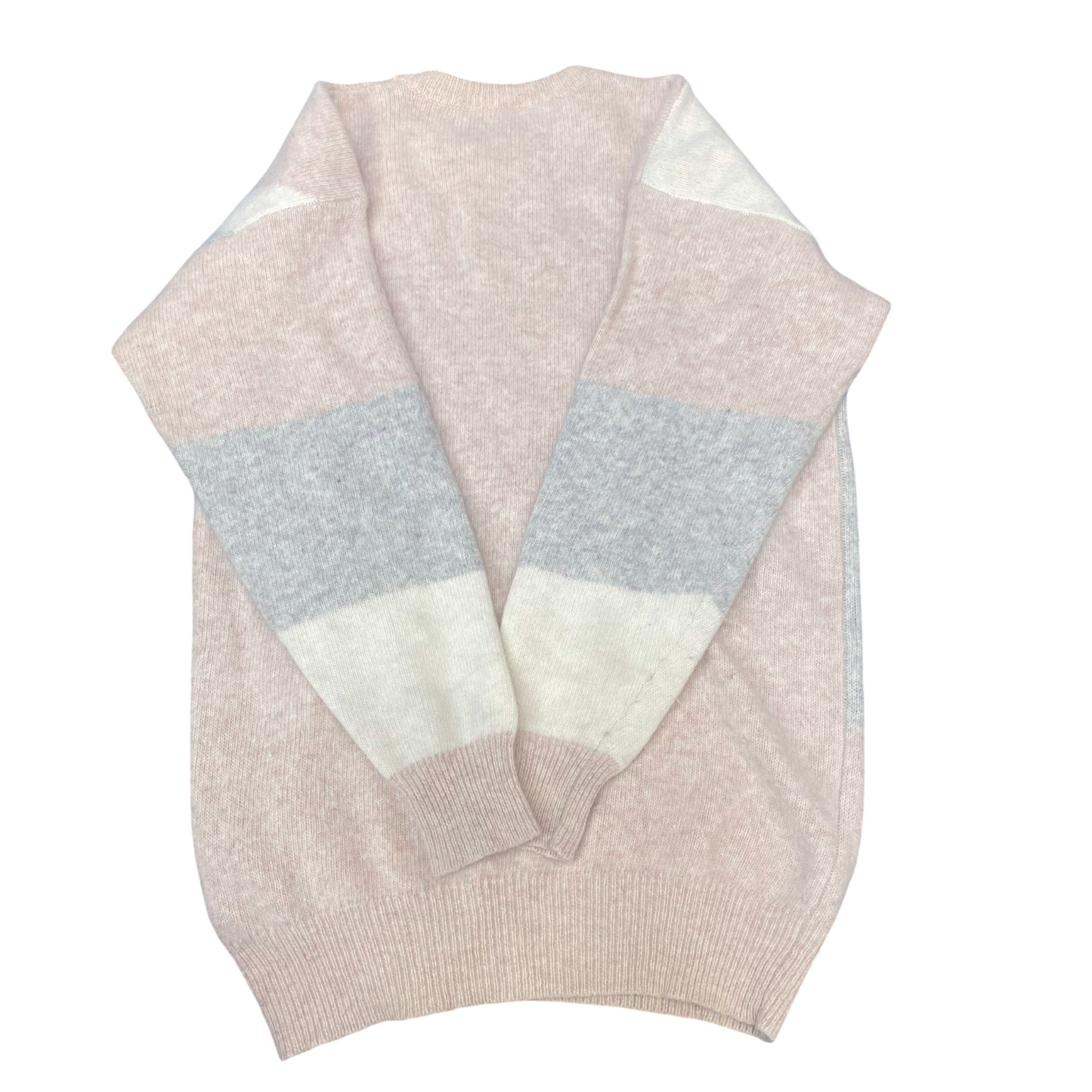 Jumper Womens Medium Pink Grey Embroidered Floral Warm Winter Crew Neck Pullover