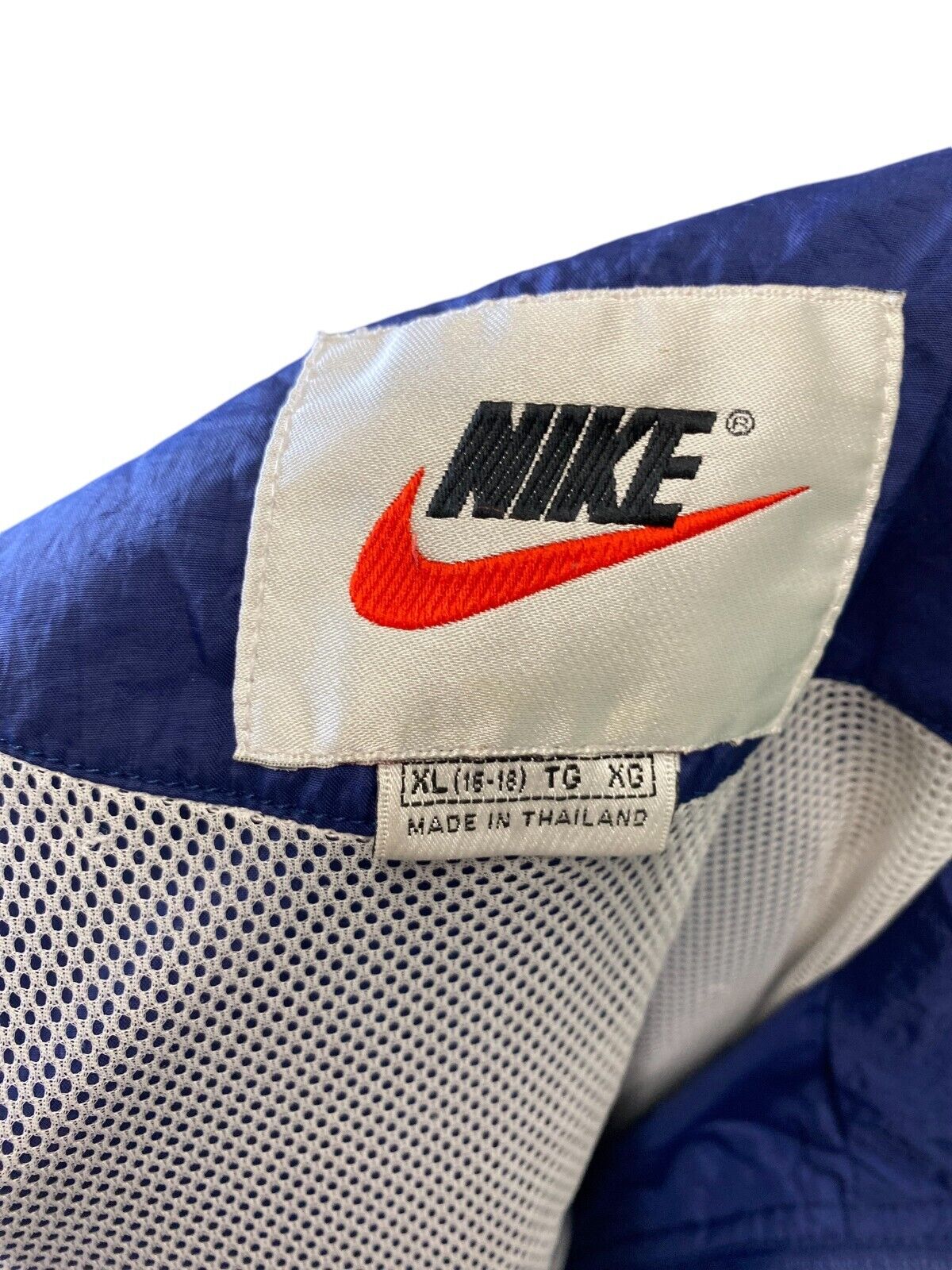 Nike Windbreaker Jacket Womens XL (16-18) Blue Pockets Long Sleeve Logo Full Zip