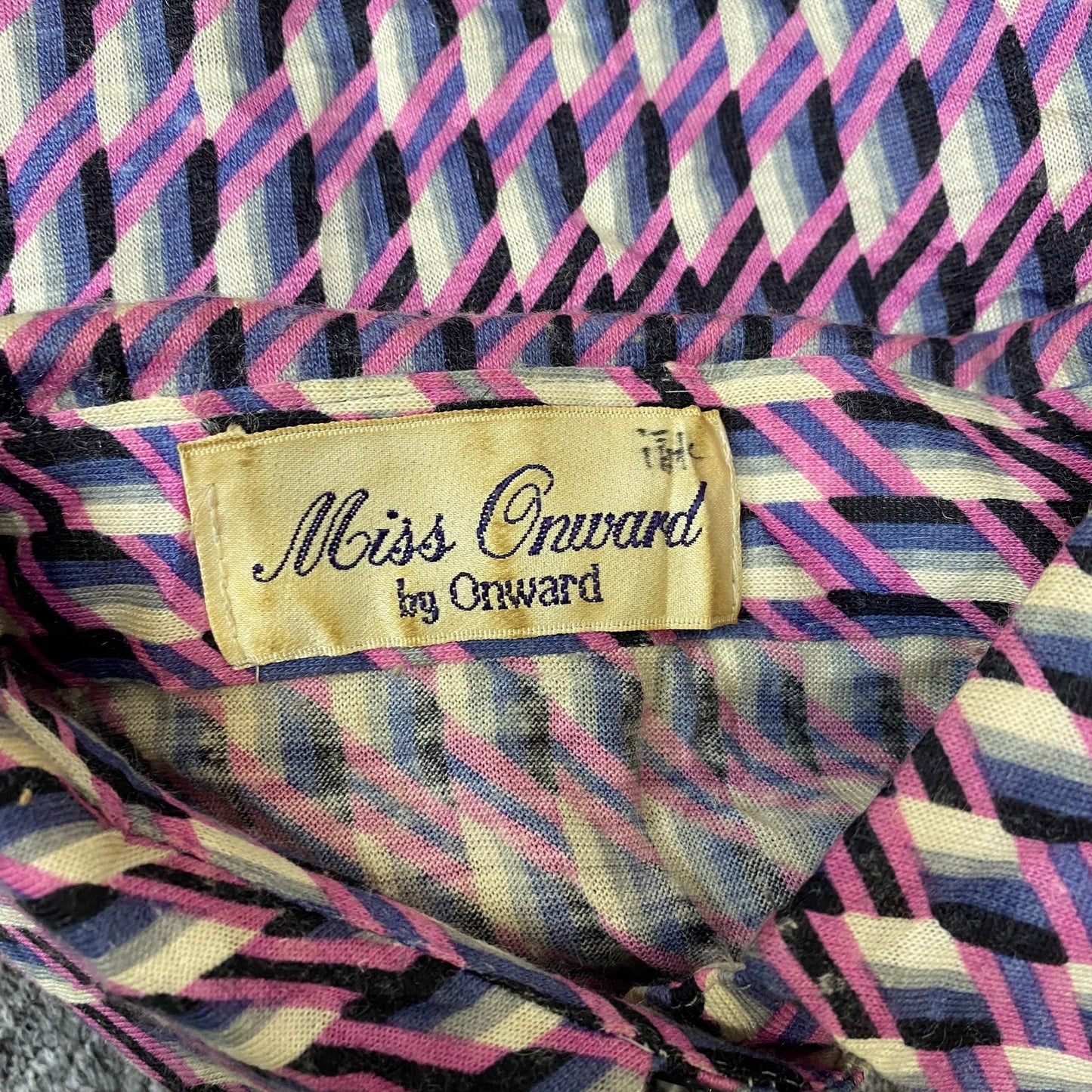 Miss Onward A-Line Dress Womens S Multi Geo Print Long Sleeve Button Front