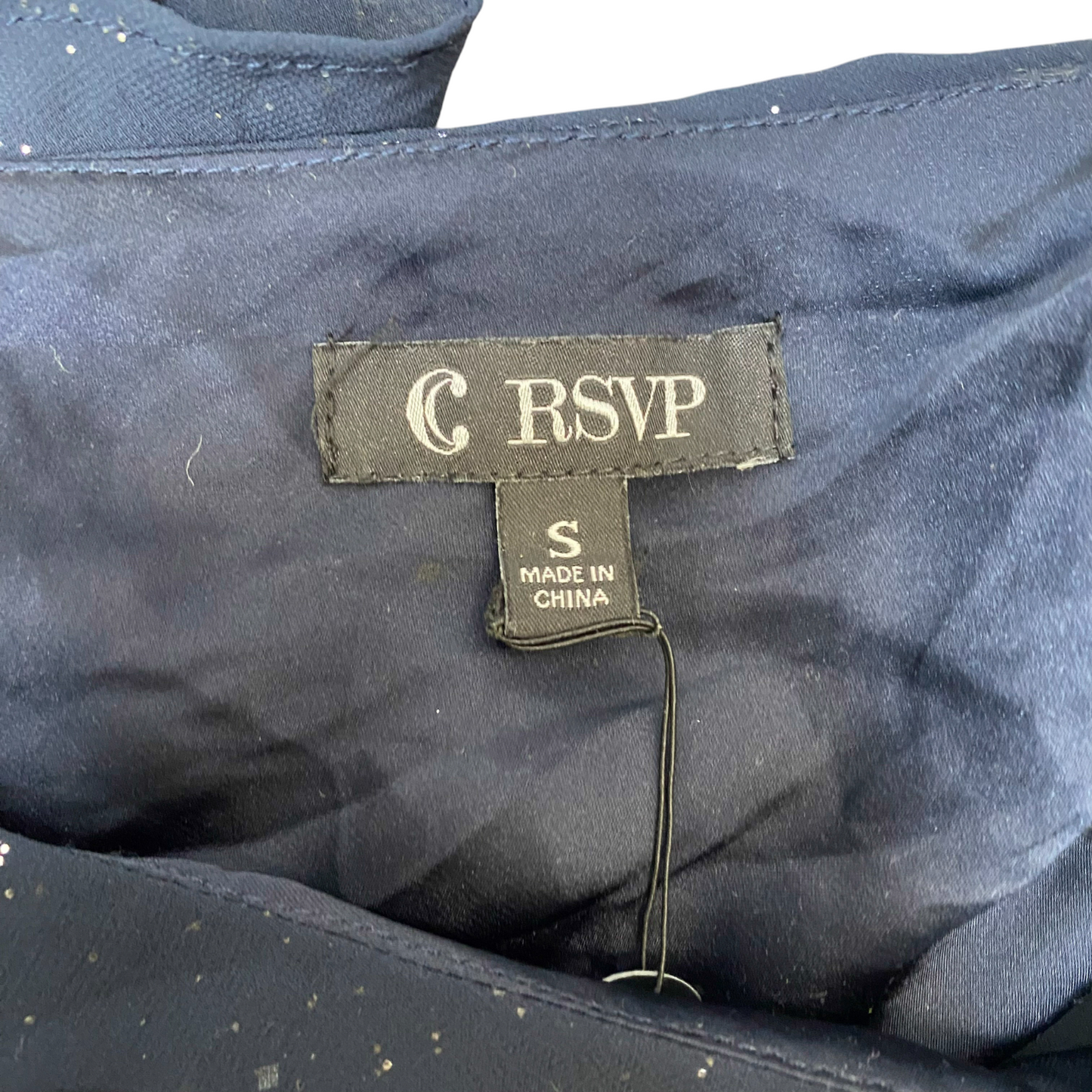 C RSVP Cocktail Dress Womens S Blue Sequin Sleeveless Asymmetrical Hem Pullover