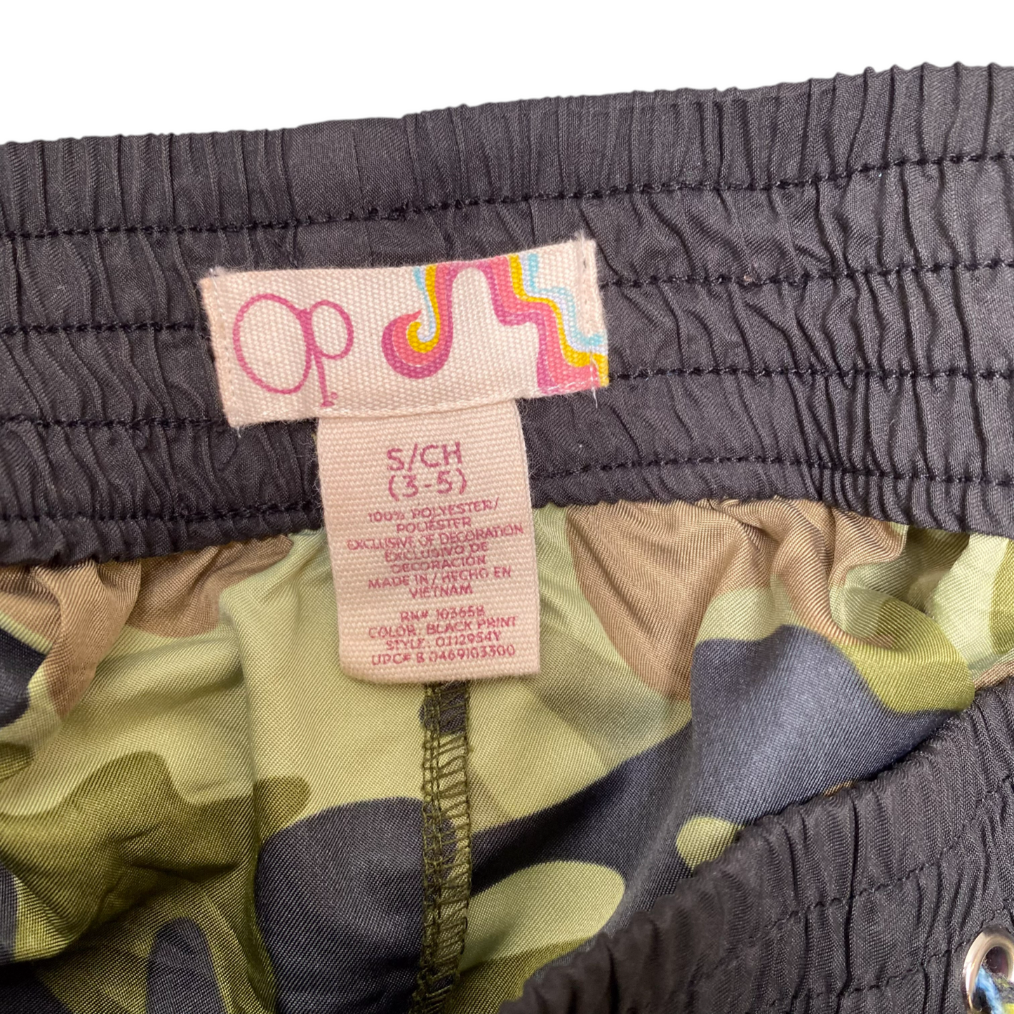 OP Pacific Running Sprinter Shorts Womens S Green Camo Plus Ruffle Elastic Waist